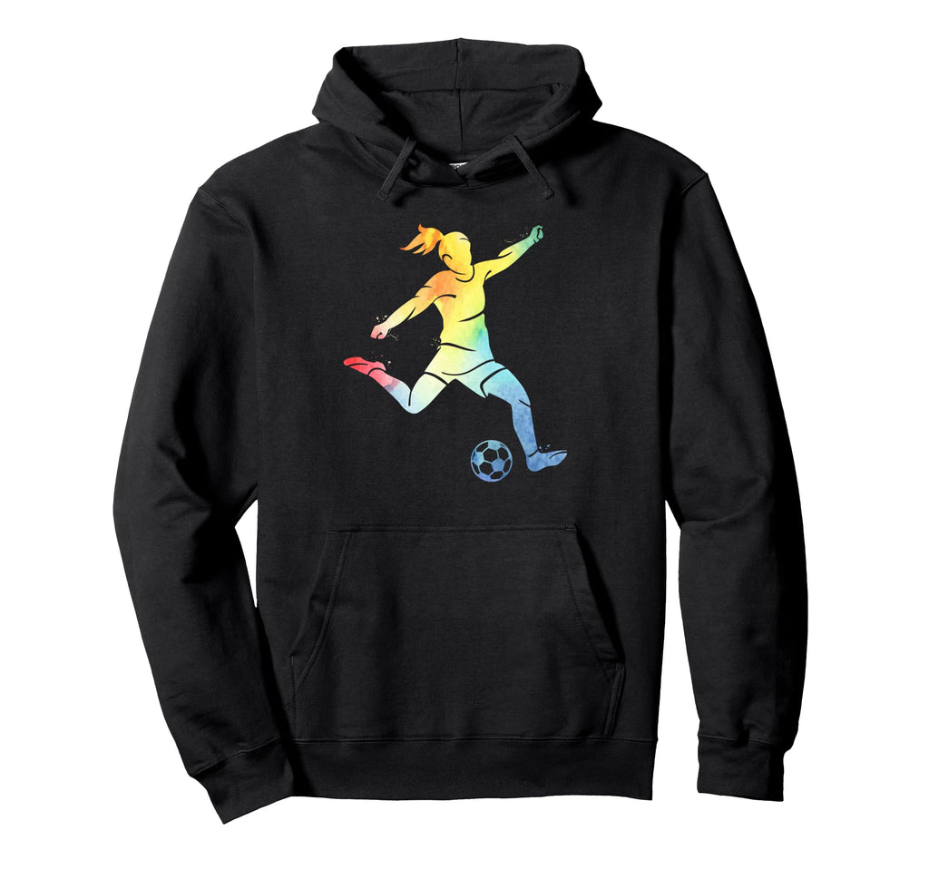 Playing Soccer Kicking Ball Multicolor Hoodie - Custom Art Print Unisex - T-Shirt, Sweatshirt, Hoodie