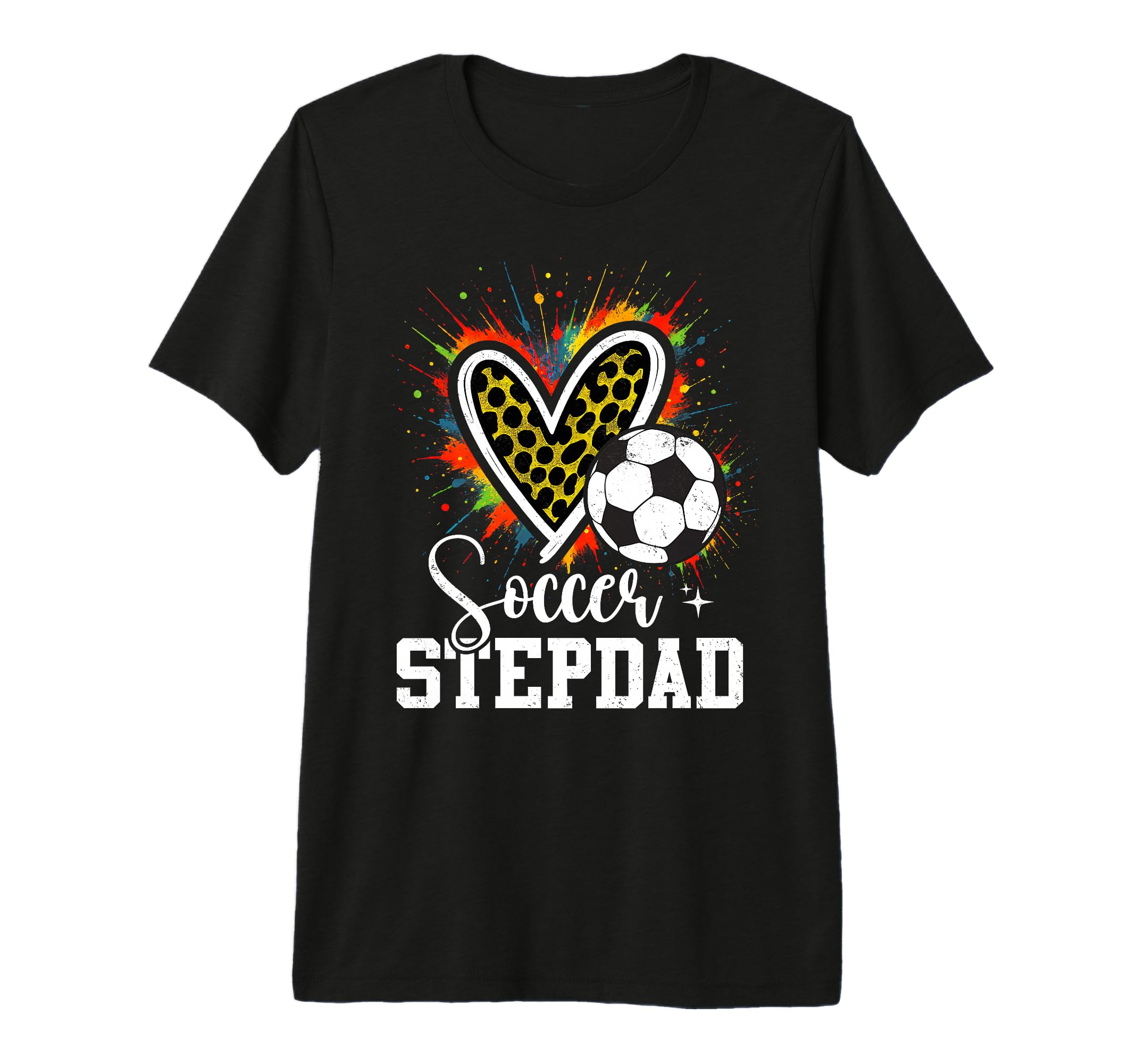 Soccer Stepdad Leopard Heart Colorful T-Shirt - Graphic Print for Adults - T-Shirt, Sweatshirt, Hoodie