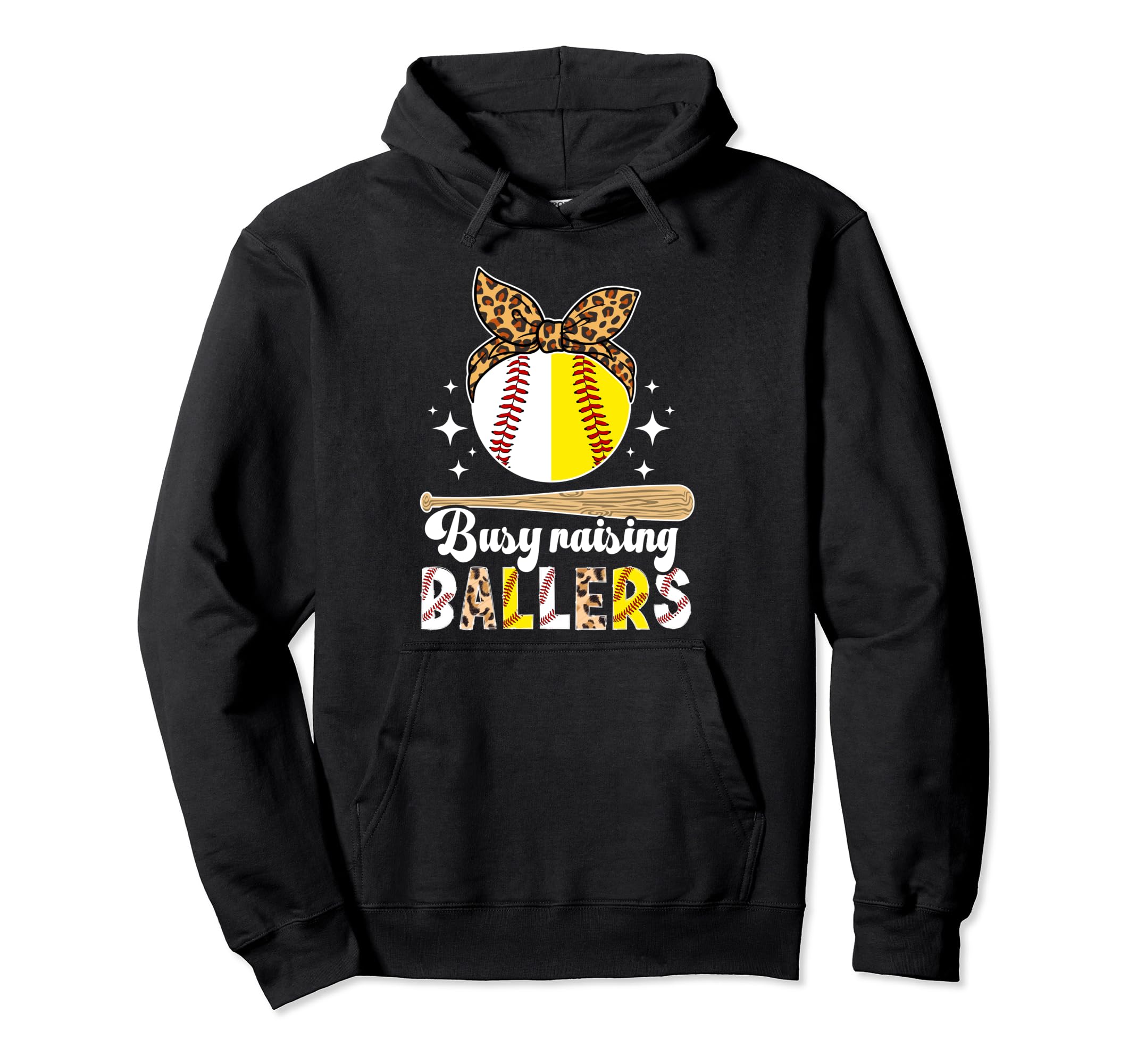 Busy Raising Ballers Baseball Softball Mom Hoodie - Novelty Apparel Unisex - T-Shirt, Sweatshirt, Hoodie