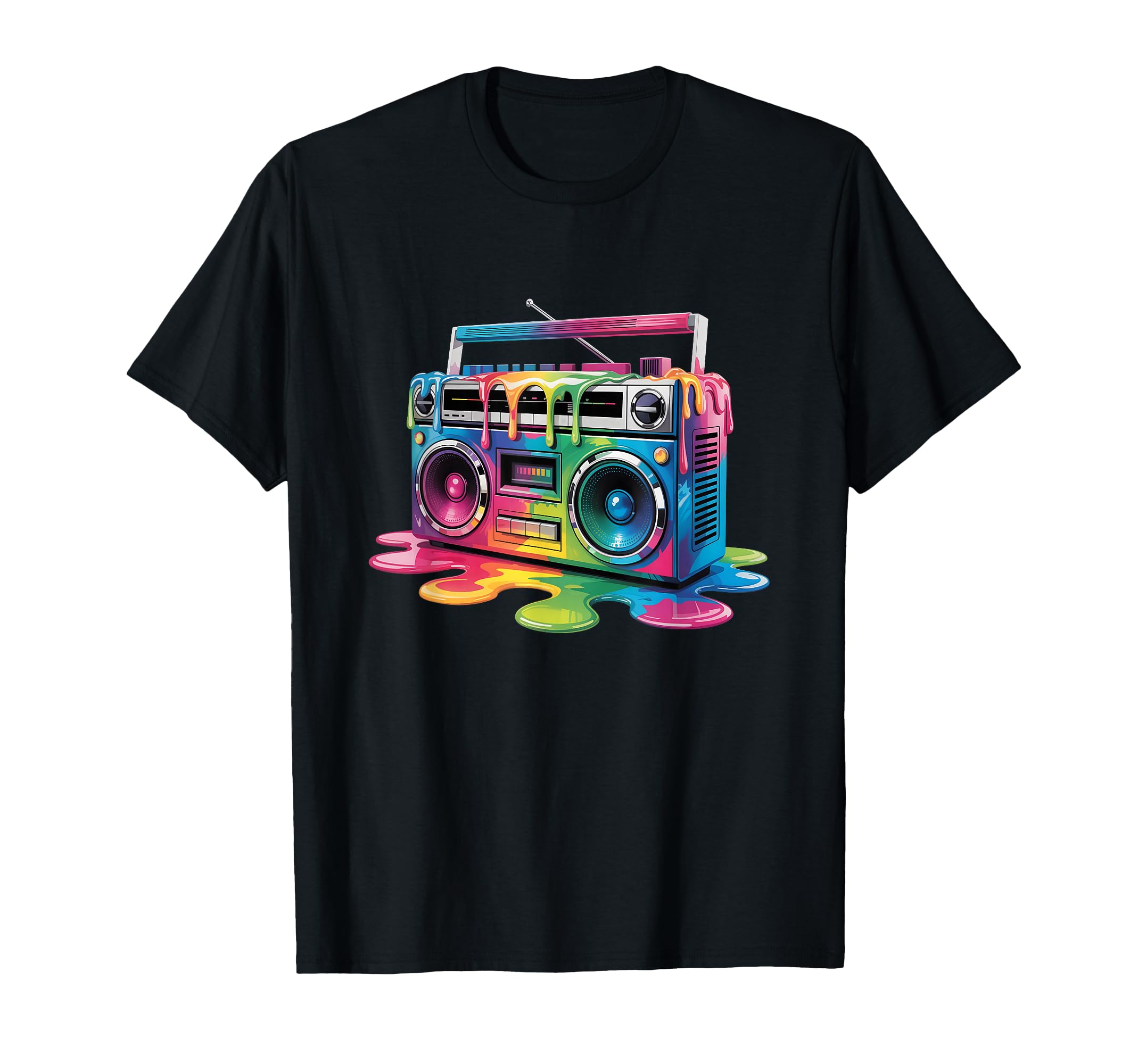 Dripping Paint Boombox Oldschool T-Shirt - Casual Everyday Wear for Adults - T-Shirt, Sweatshirt, Hoodie