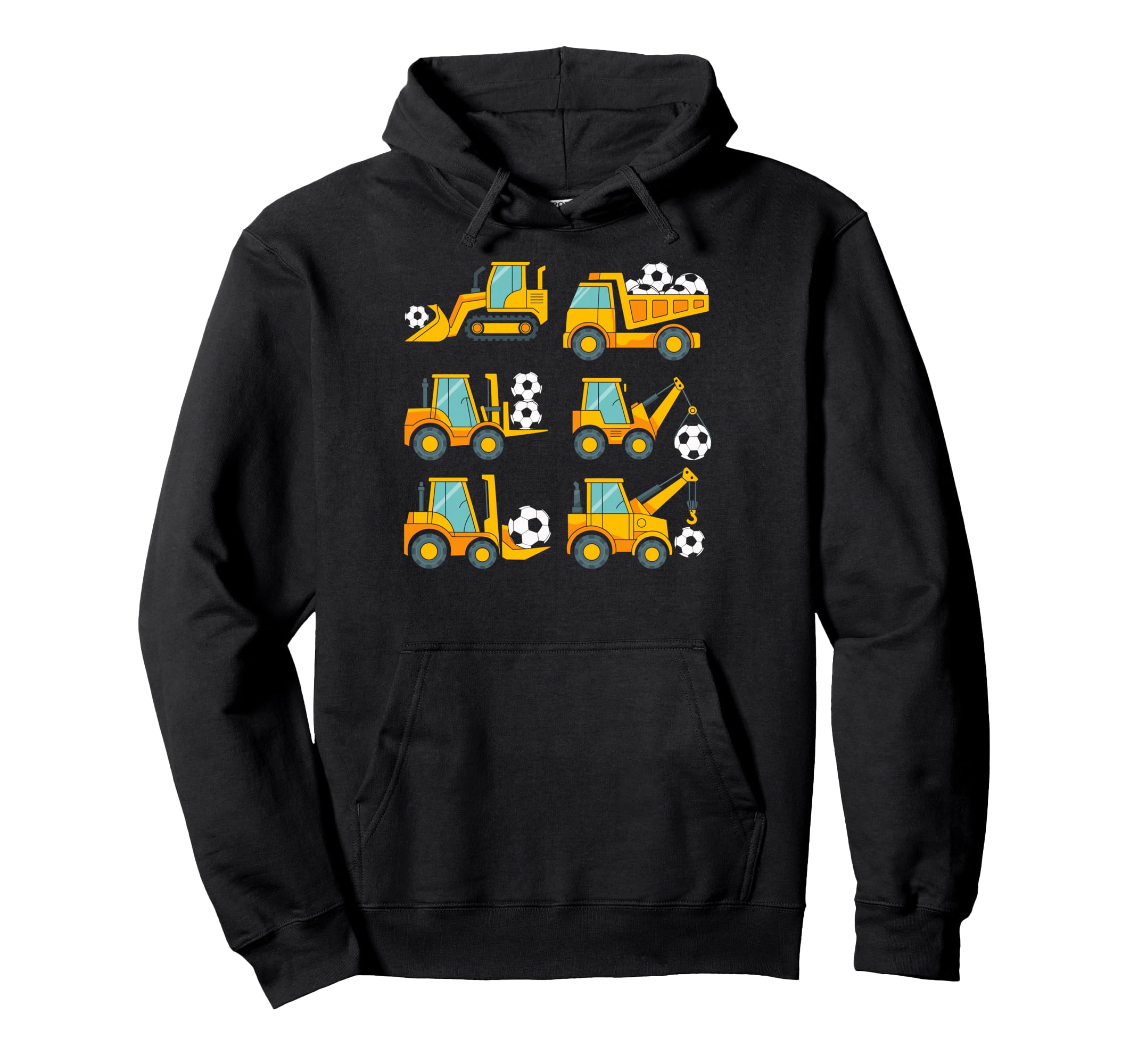Construction Trucks Carrying Soccer Hoodie - Streetwear Style for Adults - T-Shirt, Sweatshirt, Hoodie