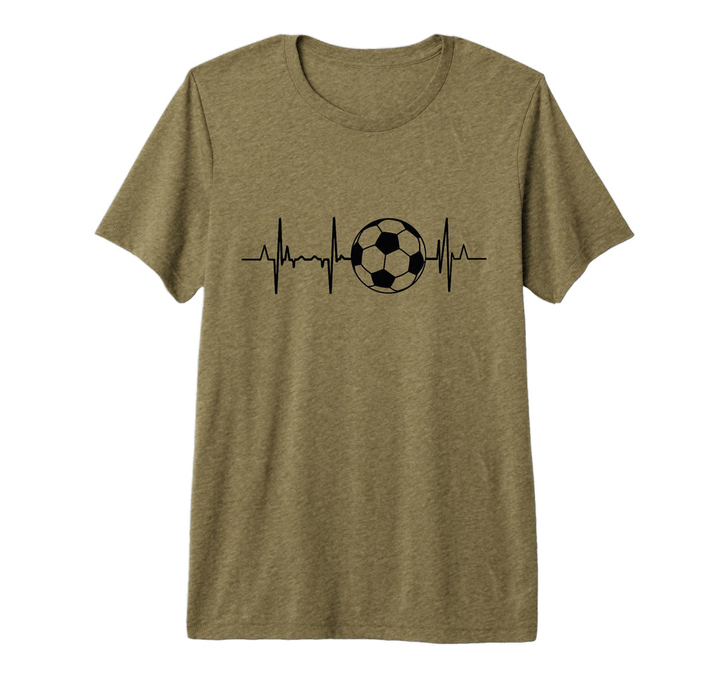 Soccer Ecg Football Heartbeat Tri Blend T-Shirt - Fun Novelty Design Unisex - T-Shirt, Sweatshirt, Hoodie