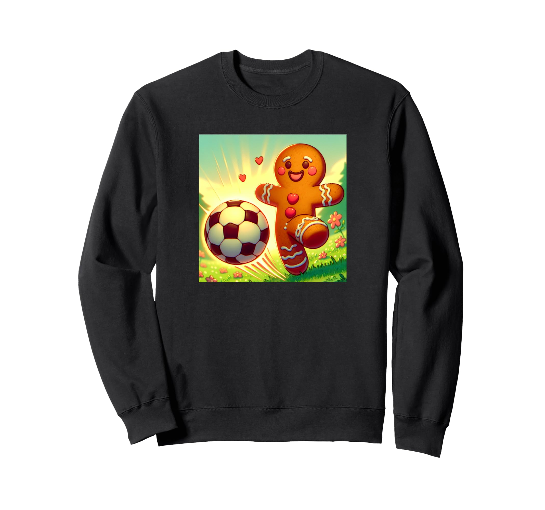 Gingerbread Kicking Soccer Ball Sweatshirt - Trendy Graphic for Adults - T-Shirt, Sweatshirt, Hoodie