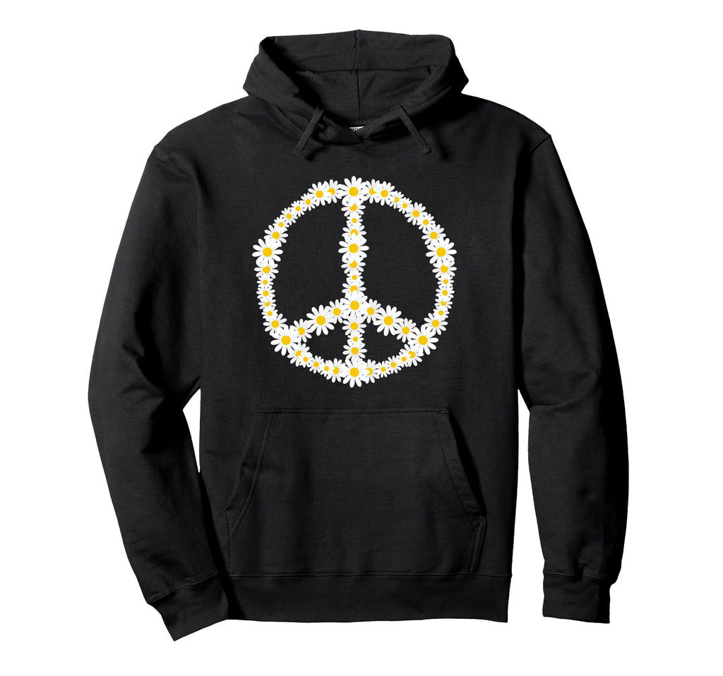 Hippie Sign Flowers Anti War Logo Hoodie - Unique Graphic for Adults - T-Shirt, Sweatshirt, Hoodie