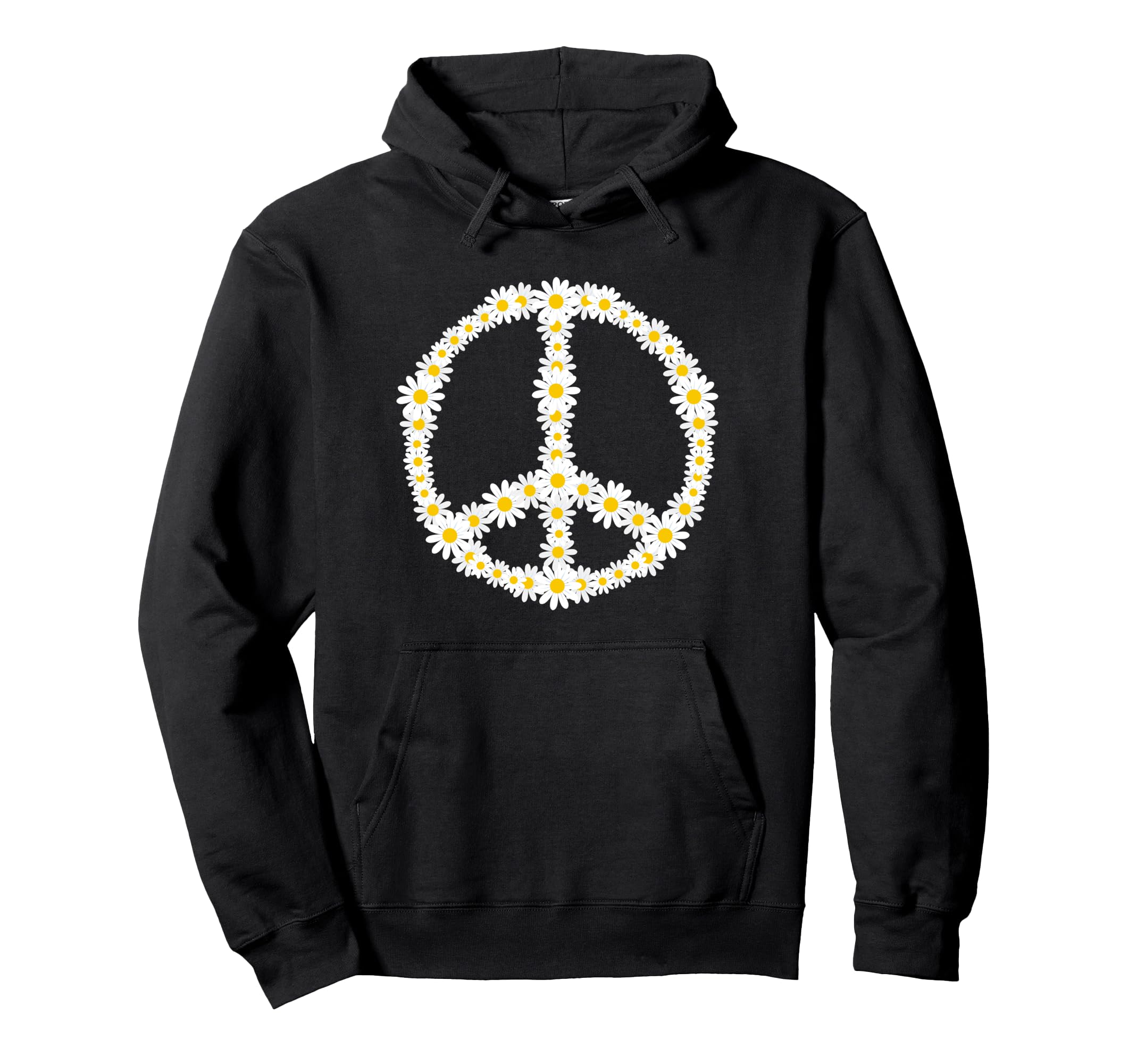 Hippie Sign Flowers Anti War Logo Hoodie - Unique Graphic for Adults - T-Shirt, Sweatshirt, Hoodie