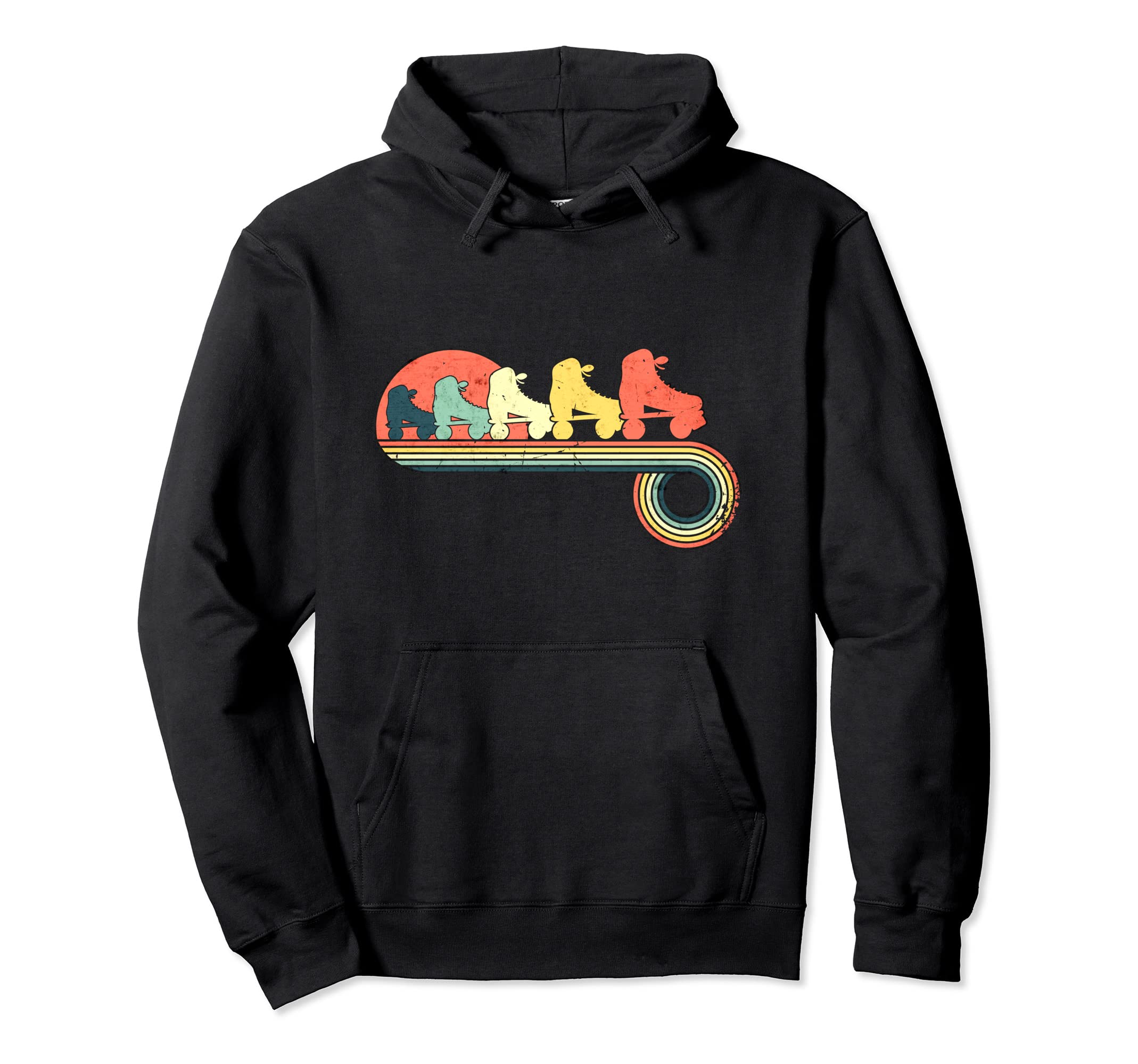 Rollerskates Sunset Rainbow Hoodie - Unique Graphic for Adults - T-Shirt, Sweatshirt, Hoodie