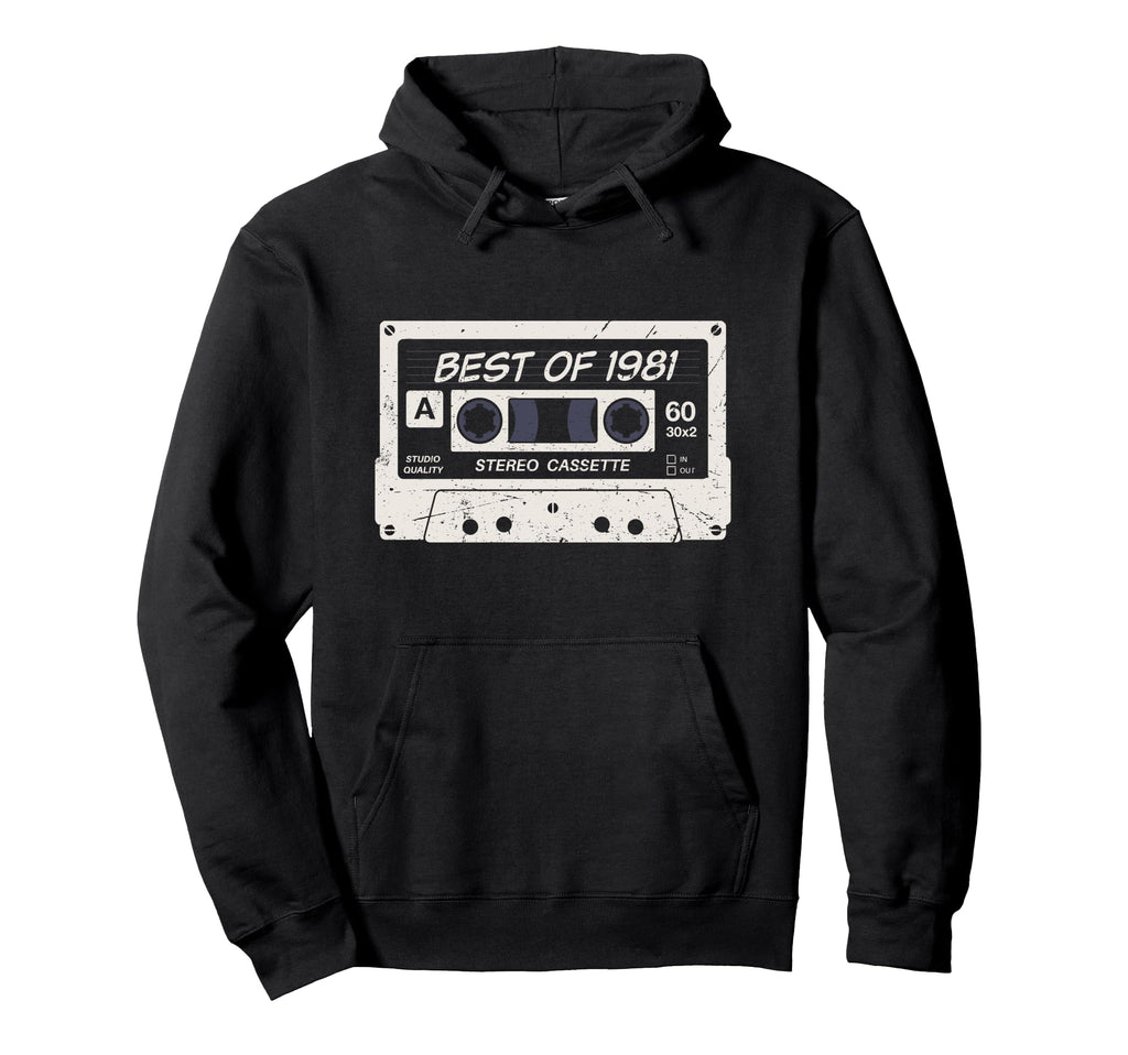 Mixtape Birthday Best 1981 Cassette Hoodie - Aesthetic Graphic Men Women - T-Shirt, Sweatshirt, Hoodie