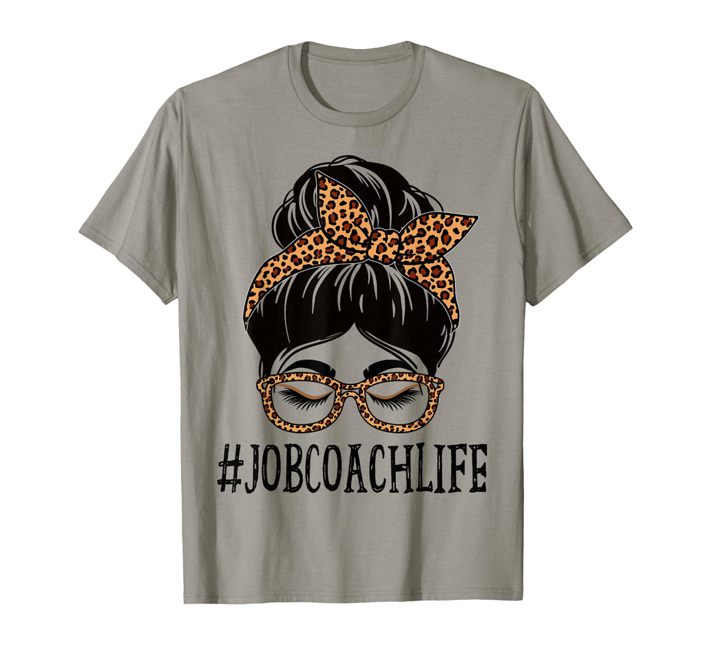 Job Coach Leopard Messy Bun Back To T-Shirt - Custom Art Print Unisex - T-Shirt, Sweatshirt, Hoodie