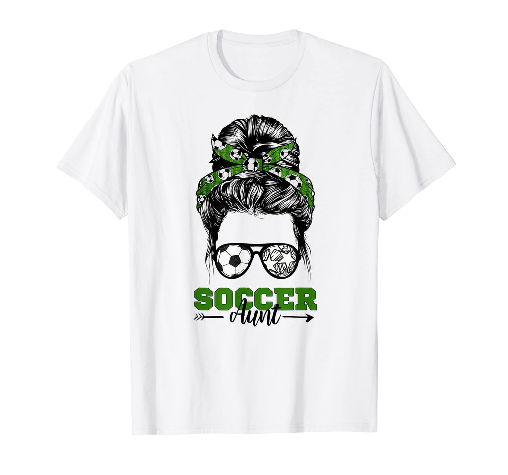 Soccer Aunt Messy Bun Soccer Auntie T-Shirt - Minimalist Print Men Women - T-Shirt, Sweatshirt, Hoodie