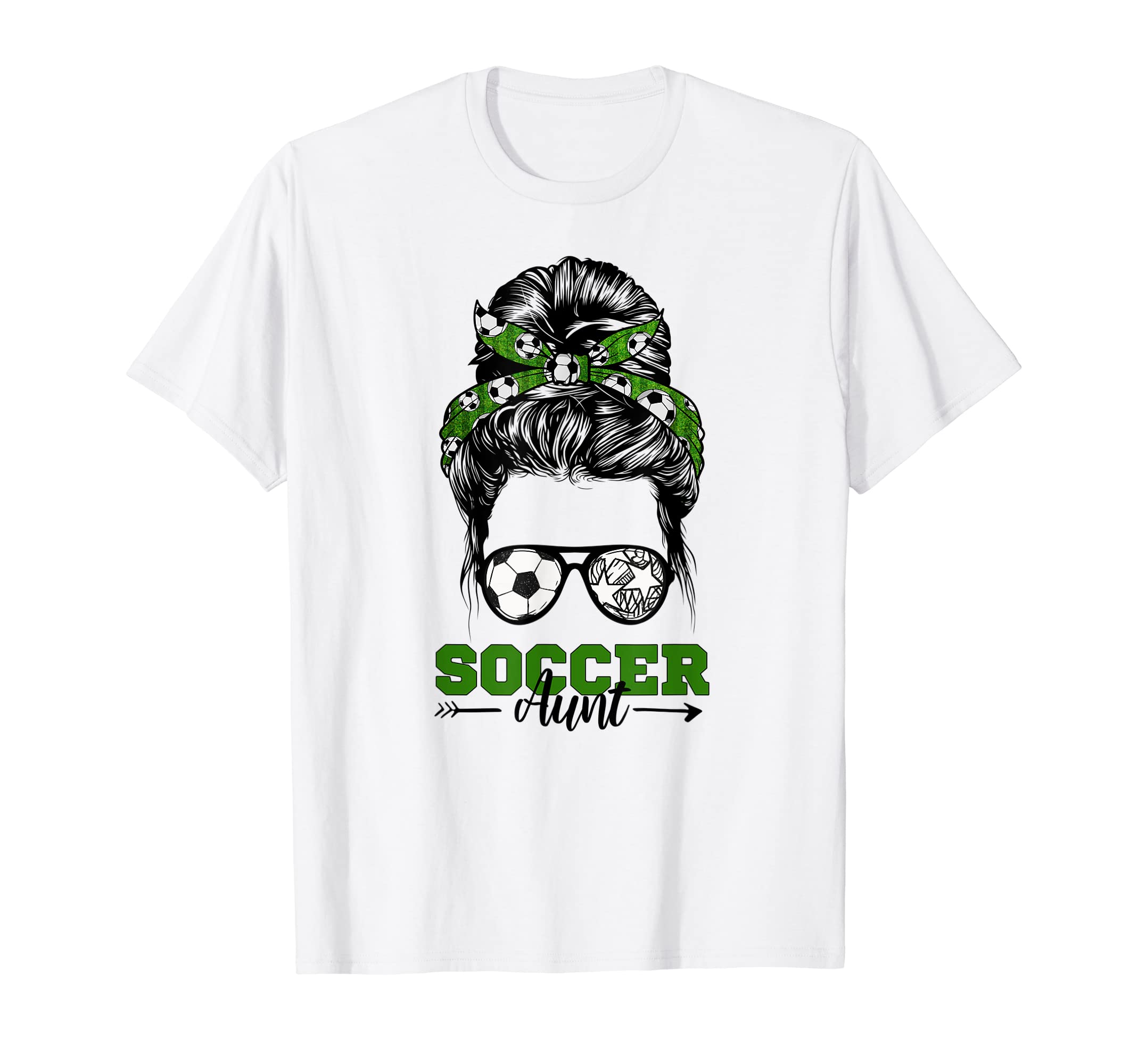 Soccer Aunt Messy Bun Soccer Auntie T-Shirt - Minimalist Print Men Women - T-Shirt, Sweatshirt, Hoodie