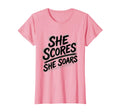 She Scores She Soars Soccer T-Shirt - Minimalist Print for Adults - T-Shirt, Sweatshirt, Hoodie