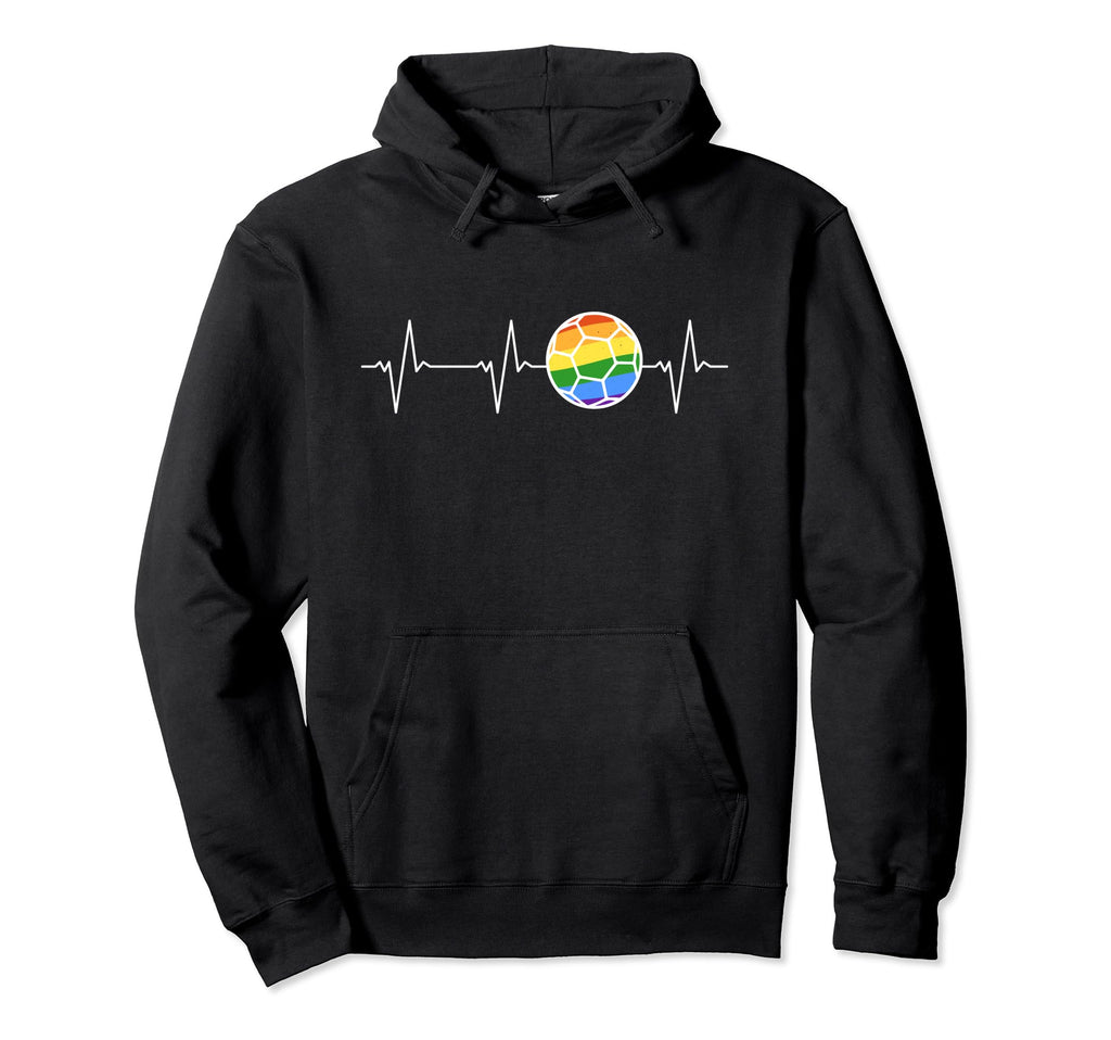 Soccer Rainbow Flag Heartbeat Ball Lgbtq Hoodie - Trendy Graphic Unisex - T-Shirt, Sweatshirt, Hoodie