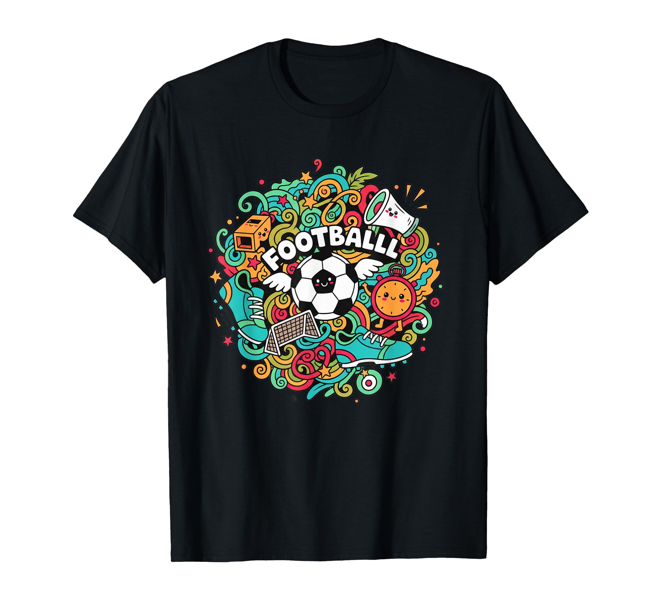 Kawaii Soccer Ball Wings Doodle Aesthetic T-Shirt - Trendy Graphic Unisex - T-Shirt, Sweatshirt, Hoodie