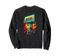 Dripping Paint Art Cassette Player Sweatshirt - Novelty Apparel for Adults - T-Shirt, Sweatshirt, Hoodie