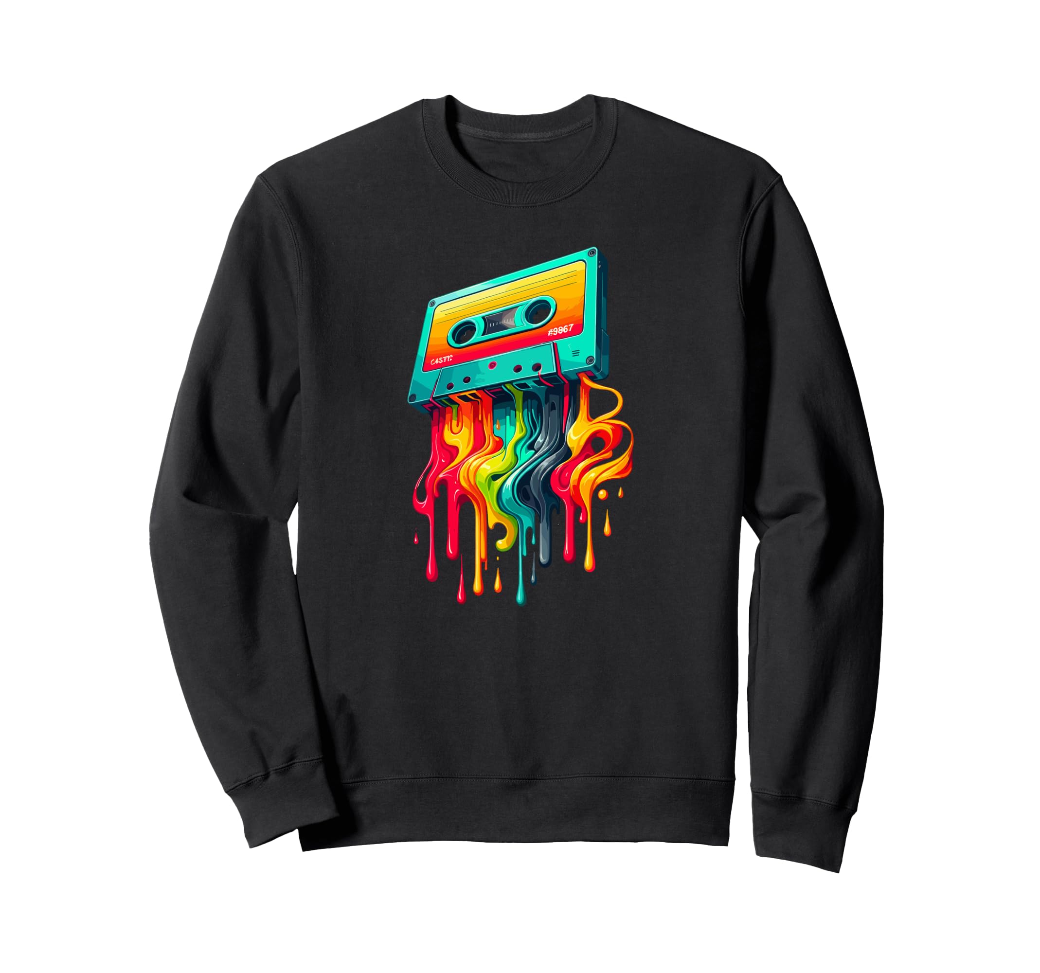 Dripping Paint Art Cassette Player Sweatshirt - Novelty Apparel for Adults - T-Shirt, Sweatshirt, Hoodie
