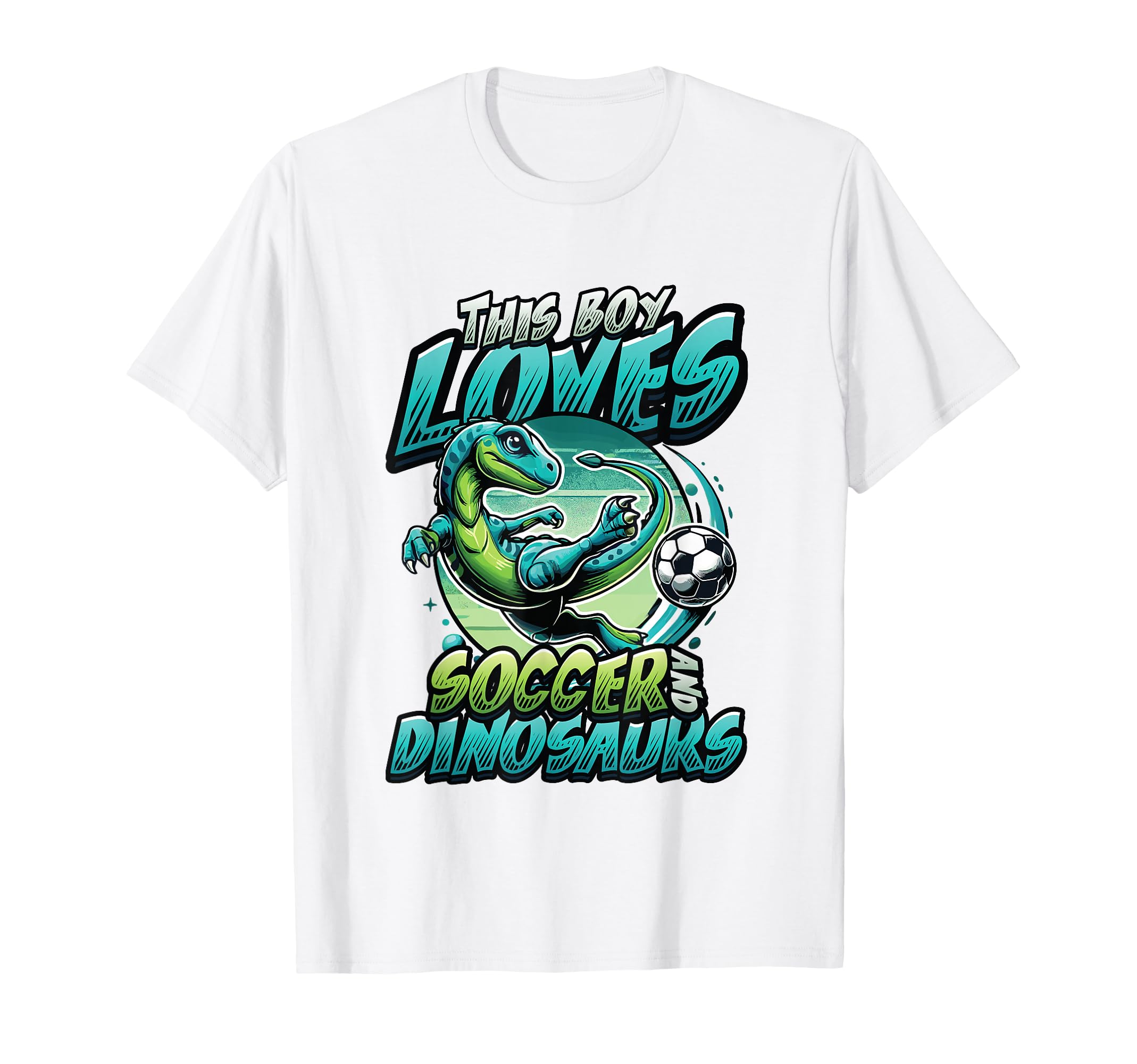 This Loves Soccer And Dinosaurs T-Shirt - Fun Novelty Design Unisex - T-Shirt, Sweatshirt, Hoodie