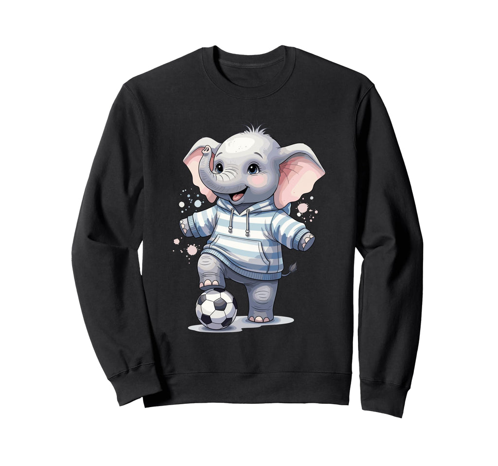 Elephant Soccer Player Striped Art Sweatshirt - Custom Art Print Men Women - T-Shirt, Sweatshirt, Hoodie