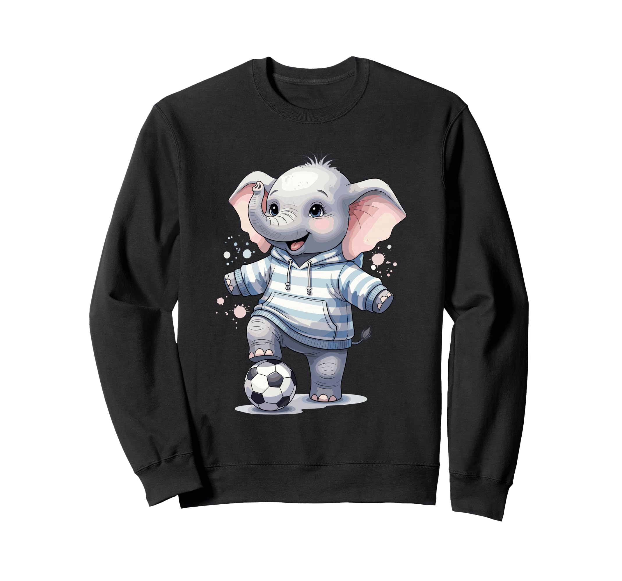 Elephant Soccer Player Striped Art Sweatshirt - Fun Novelty Design Unisex - T-Shirt, Sweatshirt, Hoodie