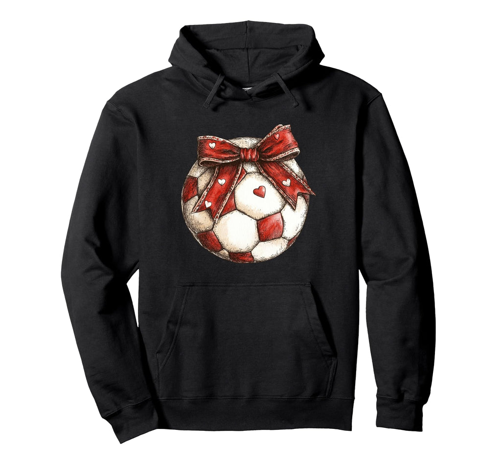 Soccer Valentines Day Sports Trendy Bow Hoodie - Graphic Print for Adults - T-Shirt, Sweatshirt, Hoodie