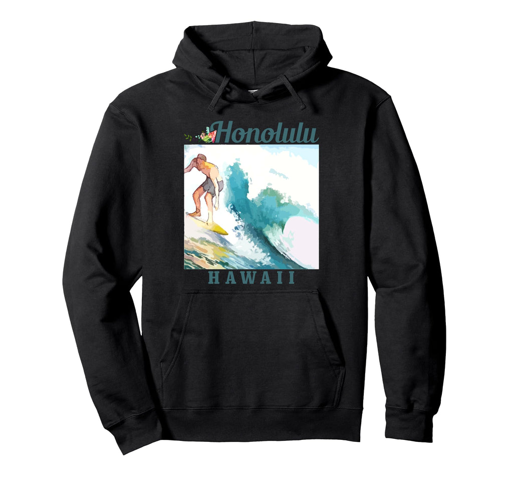 Honolulu Hawaii Surfing Hawaiian Surf Surfer Hoodie - Graphic Print Unisex - T-Shirt, Sweatshirt, Hoodie