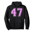 47 Number Forty Seven Sports Varsity Hoodie - Novelty Apparel for Adults - T-Shirt, Sweatshirt, Hoodie