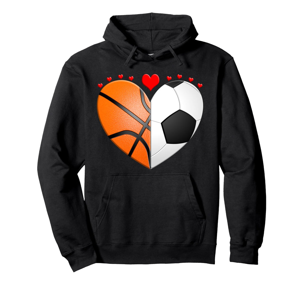 Heart Basketball Soccer Football Hoodie - Trendy Graphic for Adults - T-Shirt, Sweatshirt, Hoodie