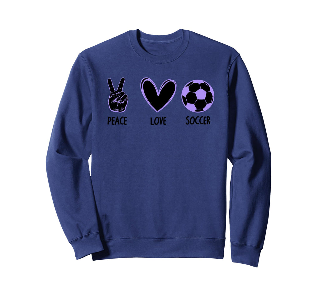 Soccer Peace Love Football Sports Sweatshirt - Graphic Print Men Women - T-Shirt, Sweatshirt, Hoodie