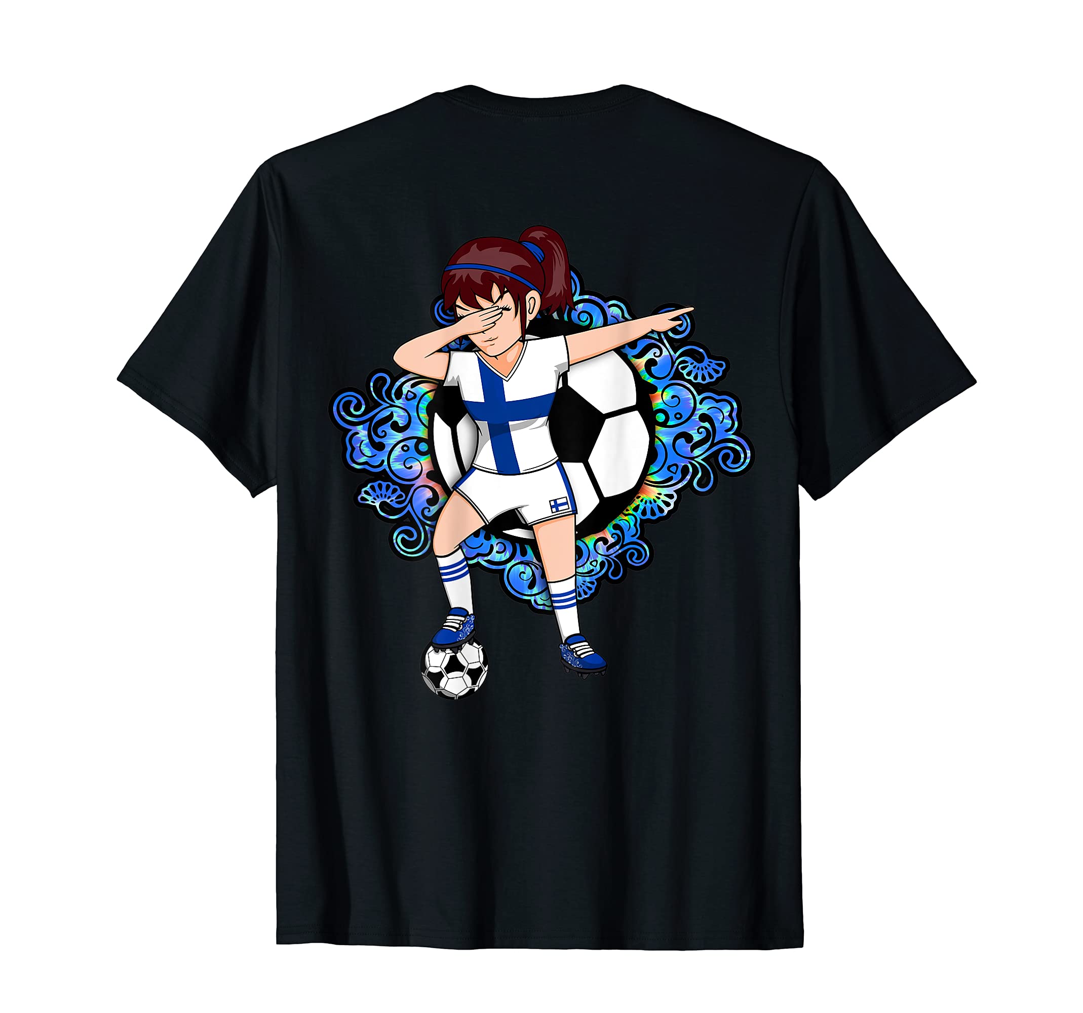 Dabbing Soccer Finland Jersey Floral T-Shirt - Aesthetic Graphic Unisex - T-Shirt, Sweatshirt, Hoodie