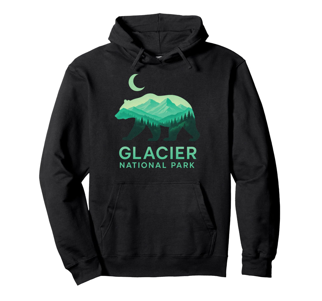 Glacier National Park Grizzly Hiking Hoodie - Fun Novelty Design for Adults - T-Shirt, Sweatshirt, Hoodie