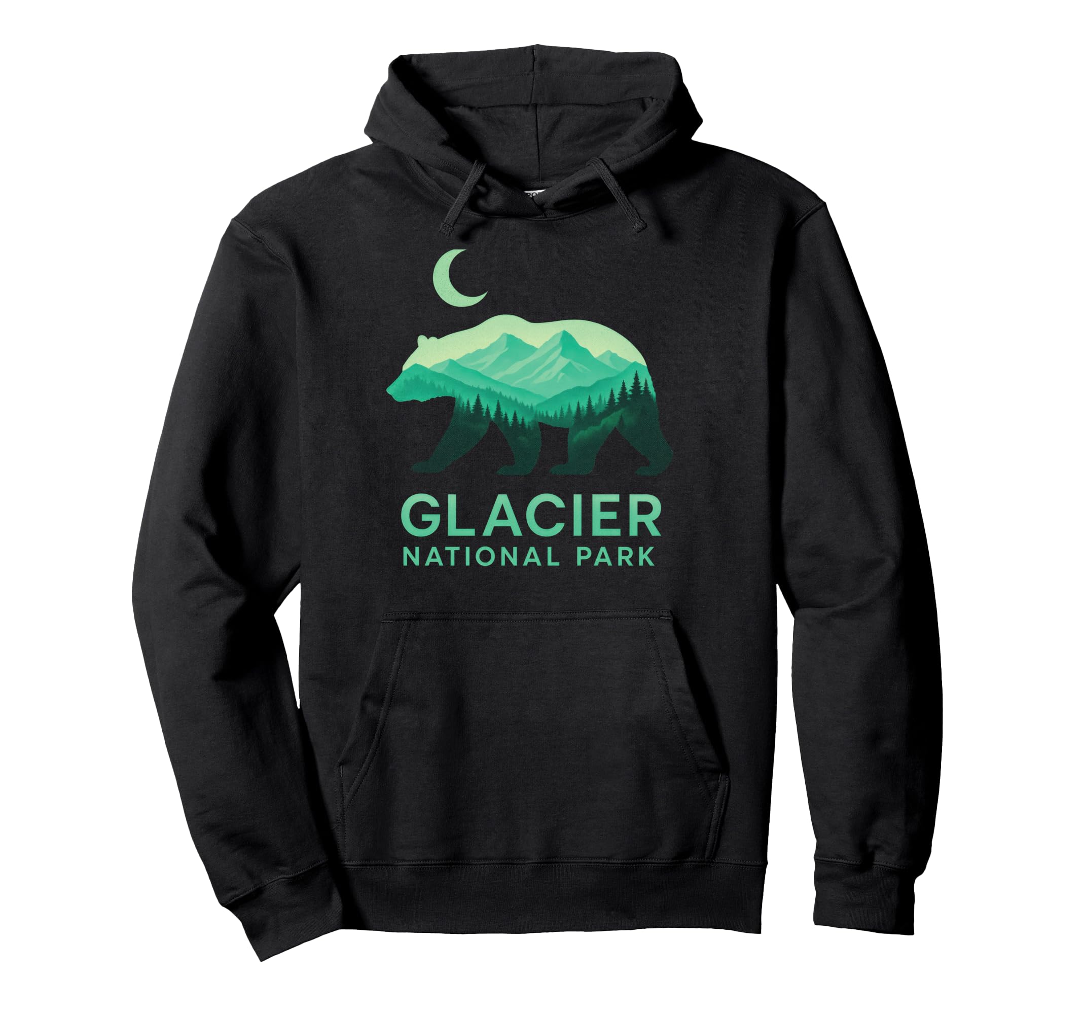 Glacier National Park Grizzly Hiking Hoodie - Fun Novelty Design for Adults - T-Shirt, Sweatshirt, Hoodie