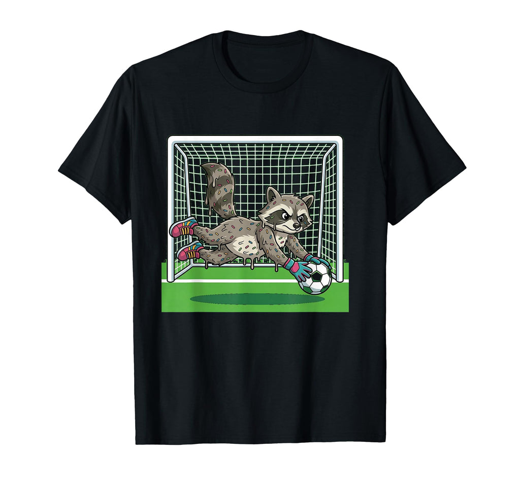 Funny Raccoon Soccer Goalie Donut Sprinkle T-Shirt - Trendy Graphic Unisex - T-Shirt, Sweatshirt, Hoodie