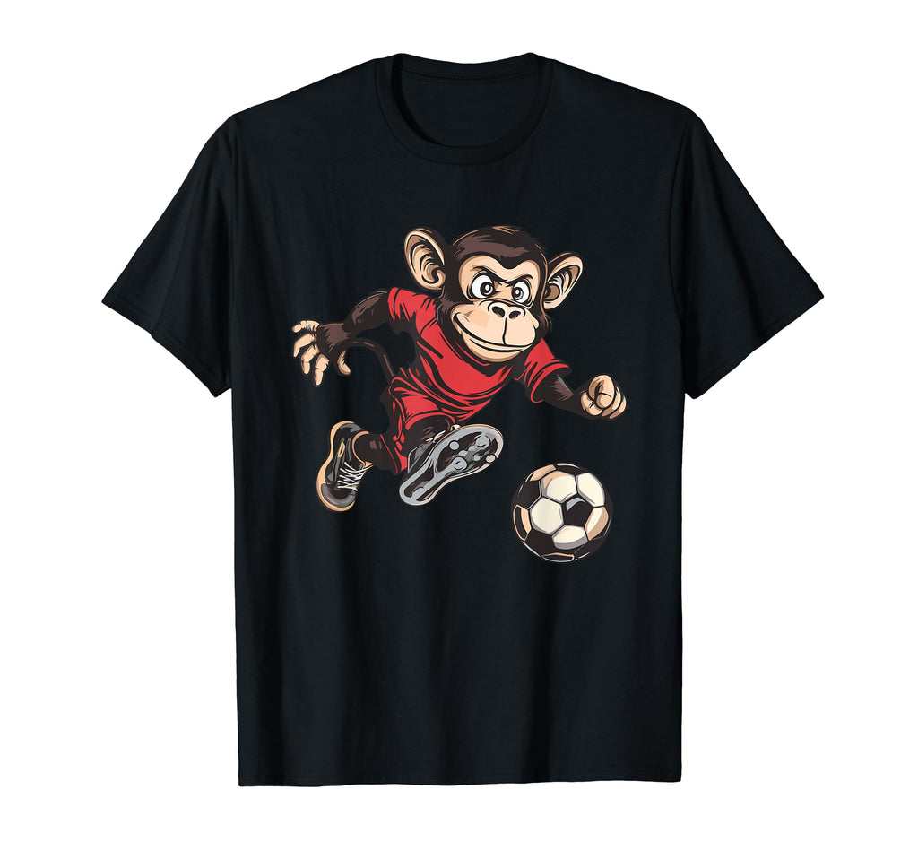 Monkey Playing Soccer Hobby Ball T-Shirt - Minimalist Print for Adults - T-Shirt, Sweatshirt, Hoodie