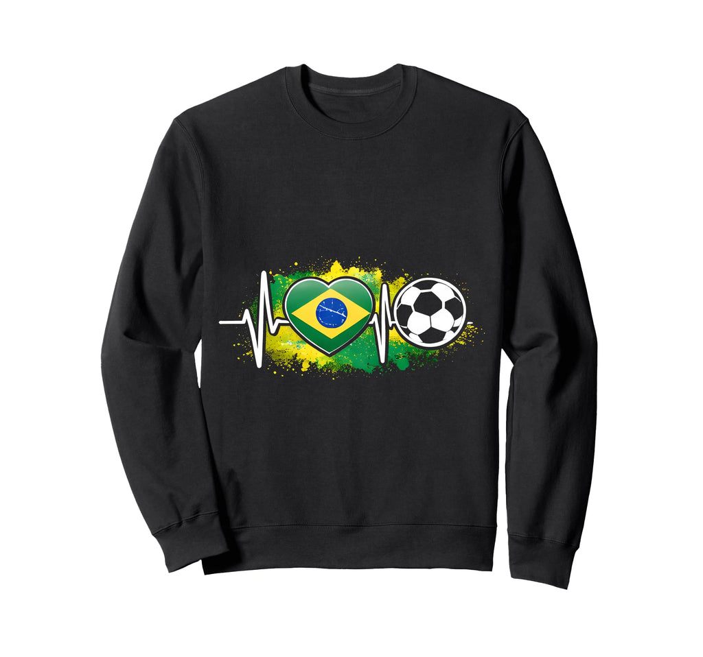 Football Heartbeat Brazil Flag Sweatshirt - Aesthetic Graphic Men Women - T-Shirt, Sweatshirt, Hoodie