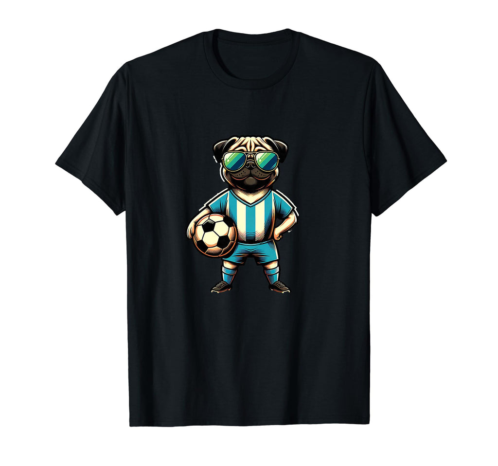 Pug Dog Soccer Player Ball Champion Fan T-Shirt - Unique Graphic Unisex - T-Shirt, Sweatshirt, Hoodie