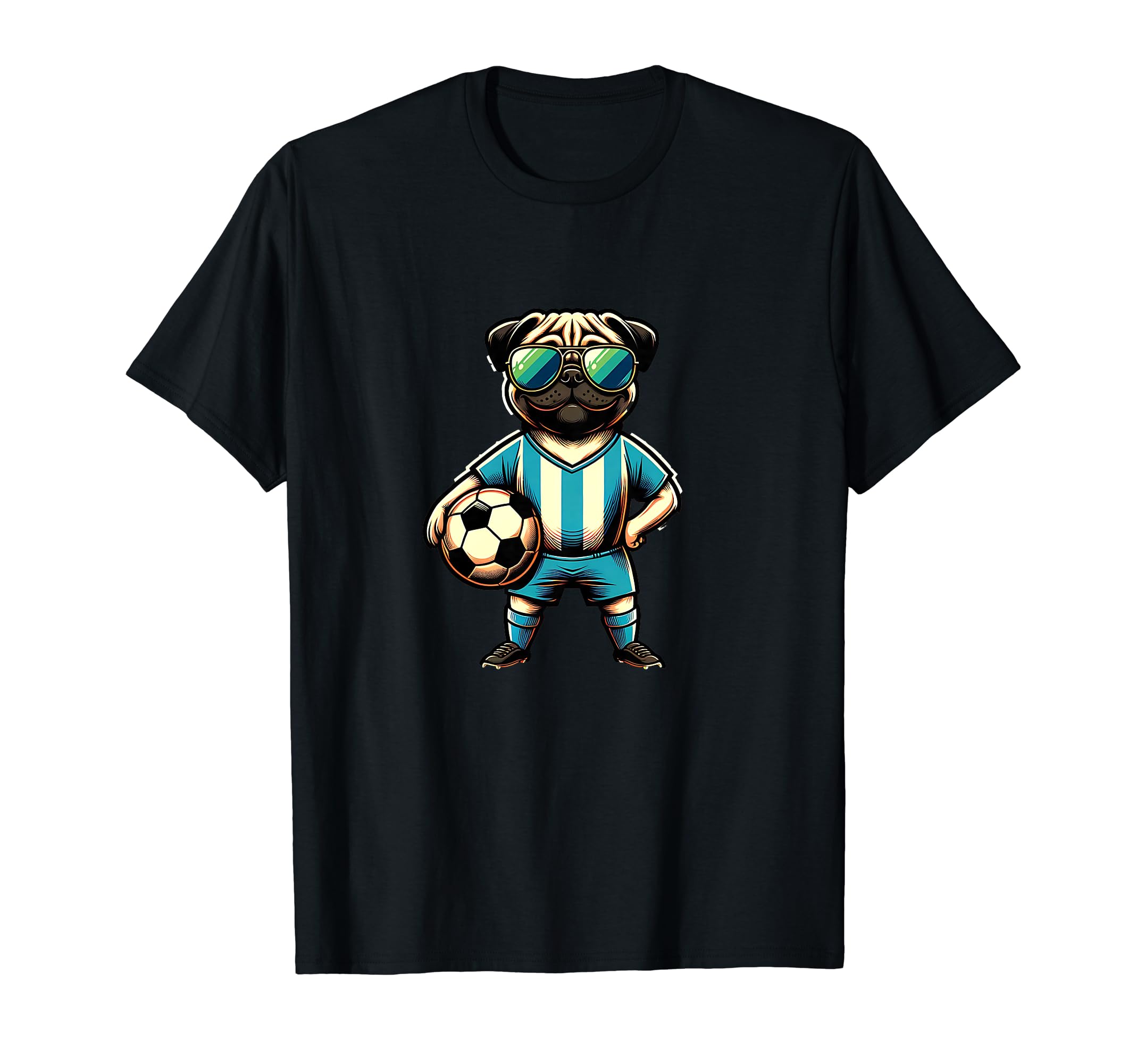 Pug Dog Soccer Player Ball Champion Fan T-Shirt - Unique Graphic Unisex - T-Shirt, Sweatshirt, Hoodie