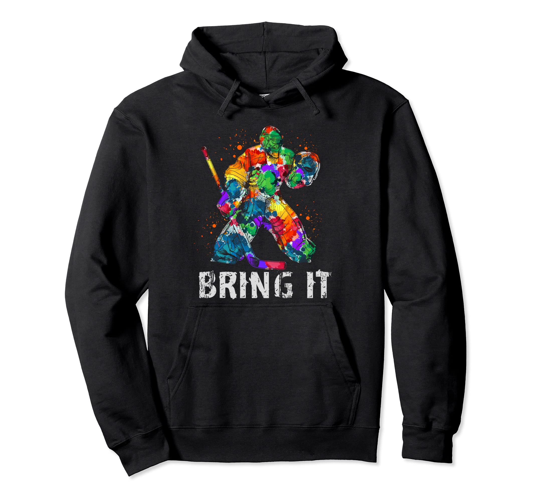Colorful Ice Hockey Goalie Funny Hoodie - Custom Art Print Unisex - T-Shirt, Sweatshirt, Hoodie
