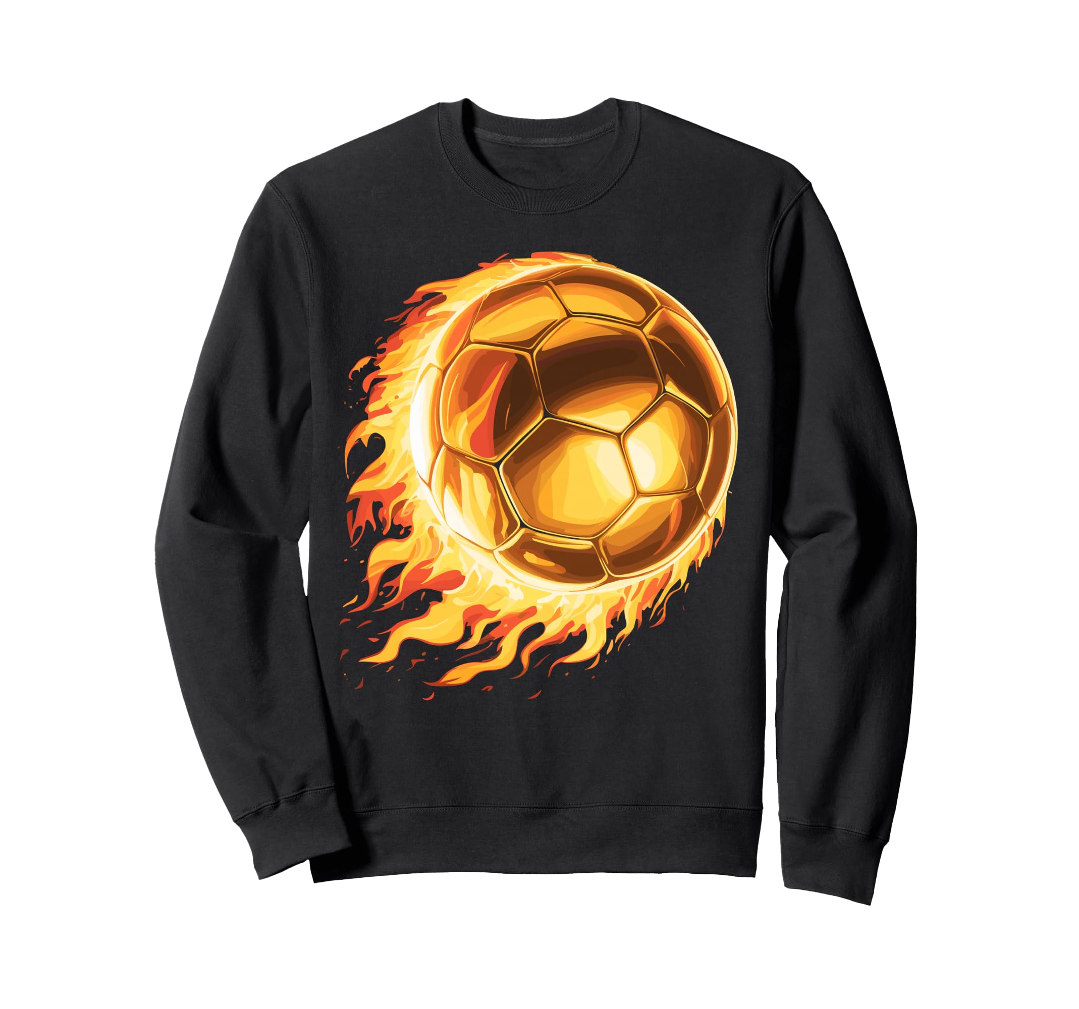 Soccer Football Ball Fire Soccer Sweatshirt - Unique Graphic Men Women - T-Shirt, Sweatshirt, Hoodie