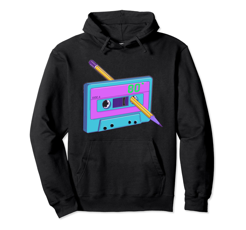 80S 90S Cassette Tape Pencil Hoodie - Graphic Print Men Women - T-Shirt, Sweatshirt, Hoodie