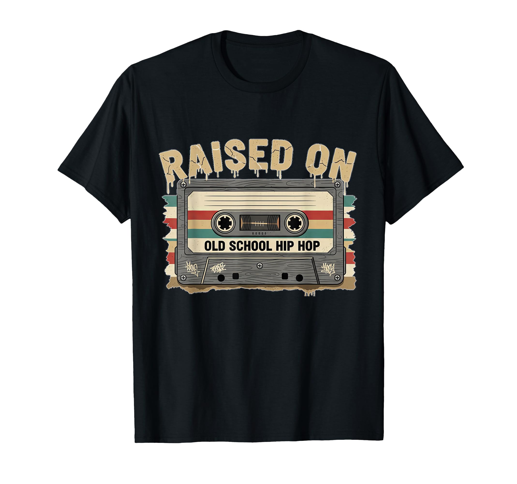 Raised Old School Hip Hop Cassette Music T-Shirt - Graphic Print Men Women - T-Shirt, Sweatshirt, Hoodie
