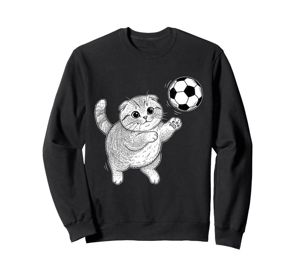 Soccer Kitten Playing Ball Funny Sweatshirt - Streetwear Style for Adults - T-Shirt, Sweatshirt, Hoodie