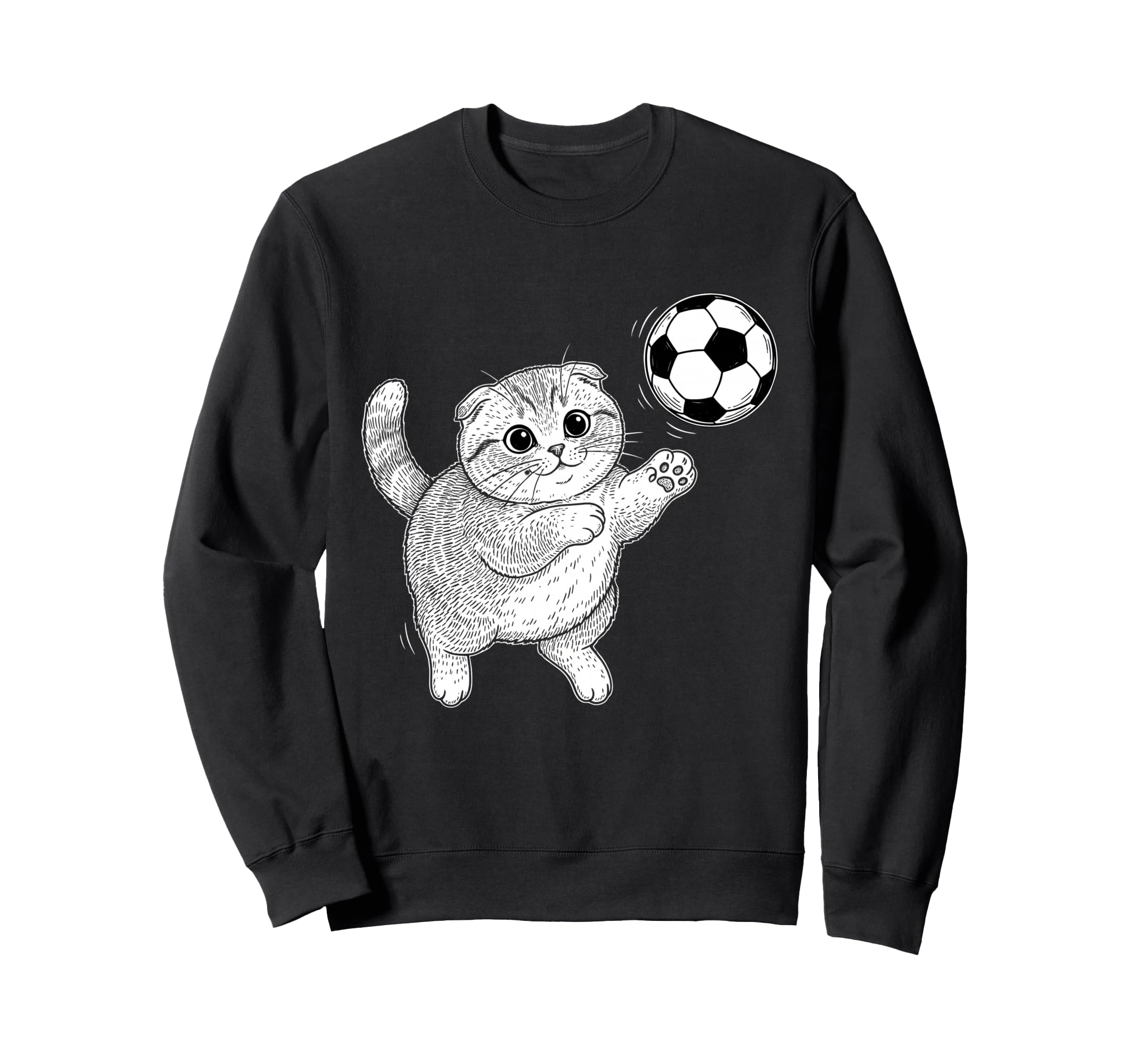 Soccer Kitten Playing Ball Funny Sweatshirt - Streetwear Style for Adults - T-Shirt, Sweatshirt, Hoodie