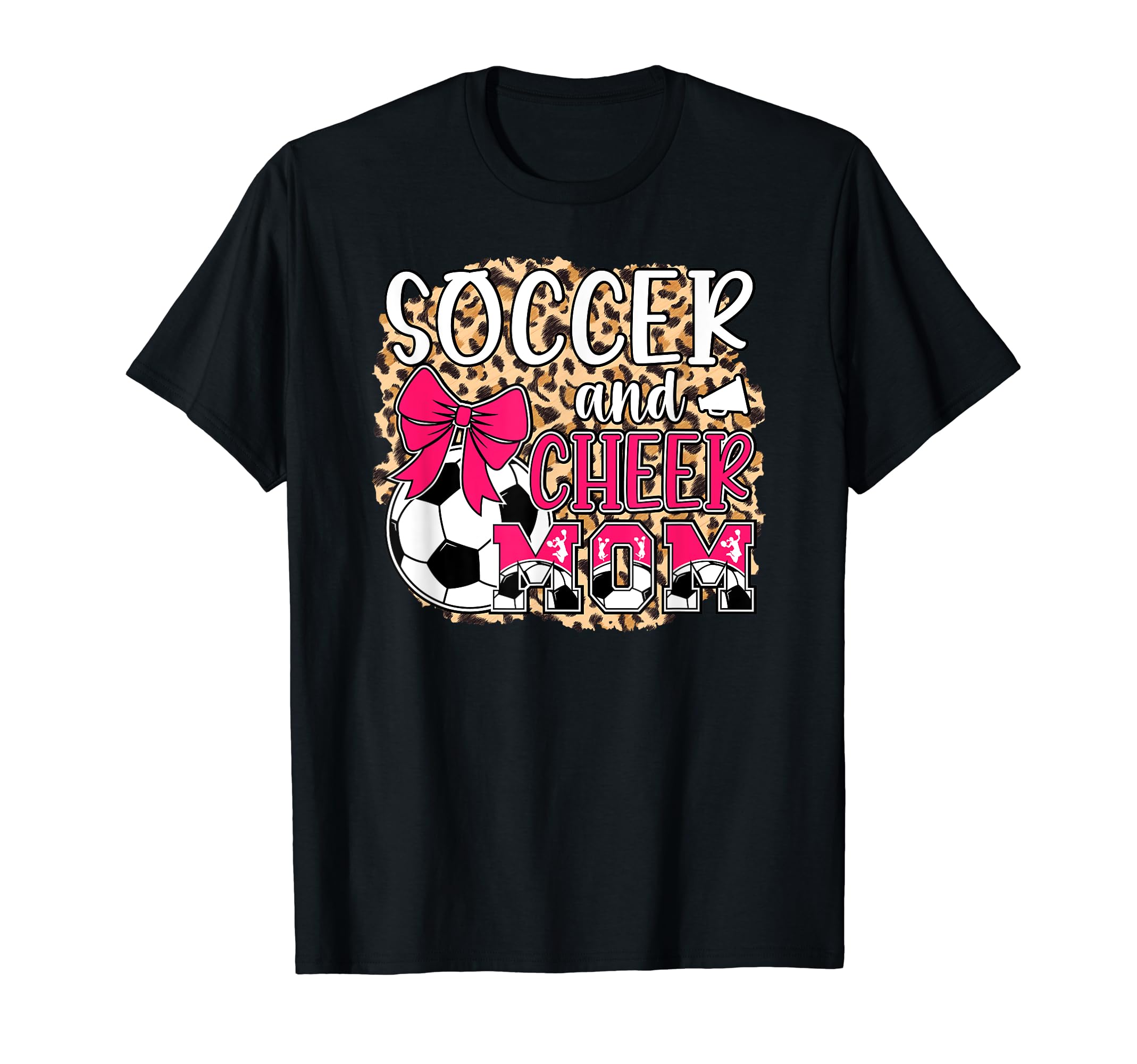 Soccer And Cheer Mom Leopard T-Shirt - Custom Art Print for Adults - T-Shirt, Sweatshirt, Hoodie