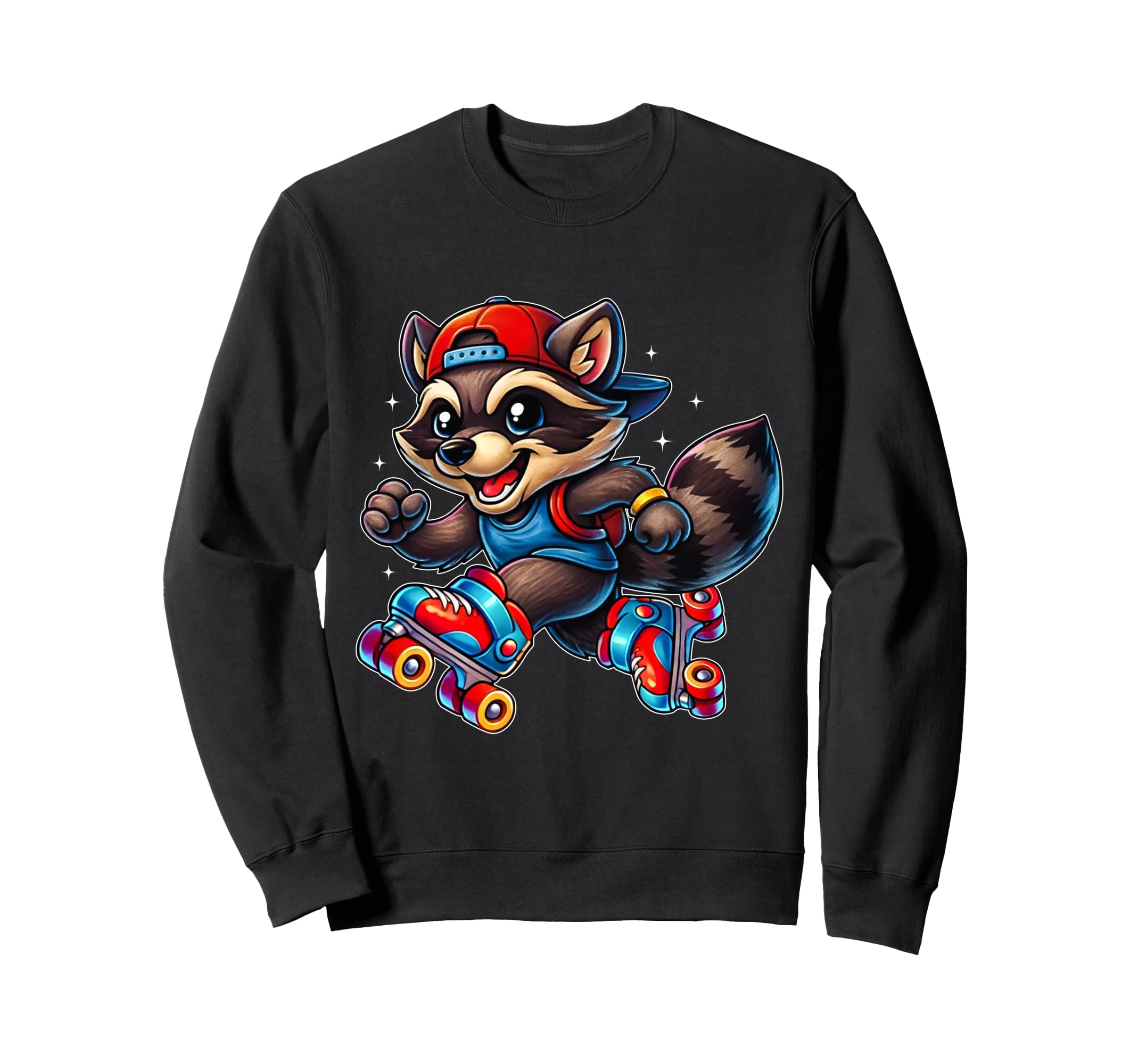 Funny Raccoon Roller Skates Skater Sweatshirt - Unique Graphic for Adults - T-Shirt, Sweatshirt, Hoodie