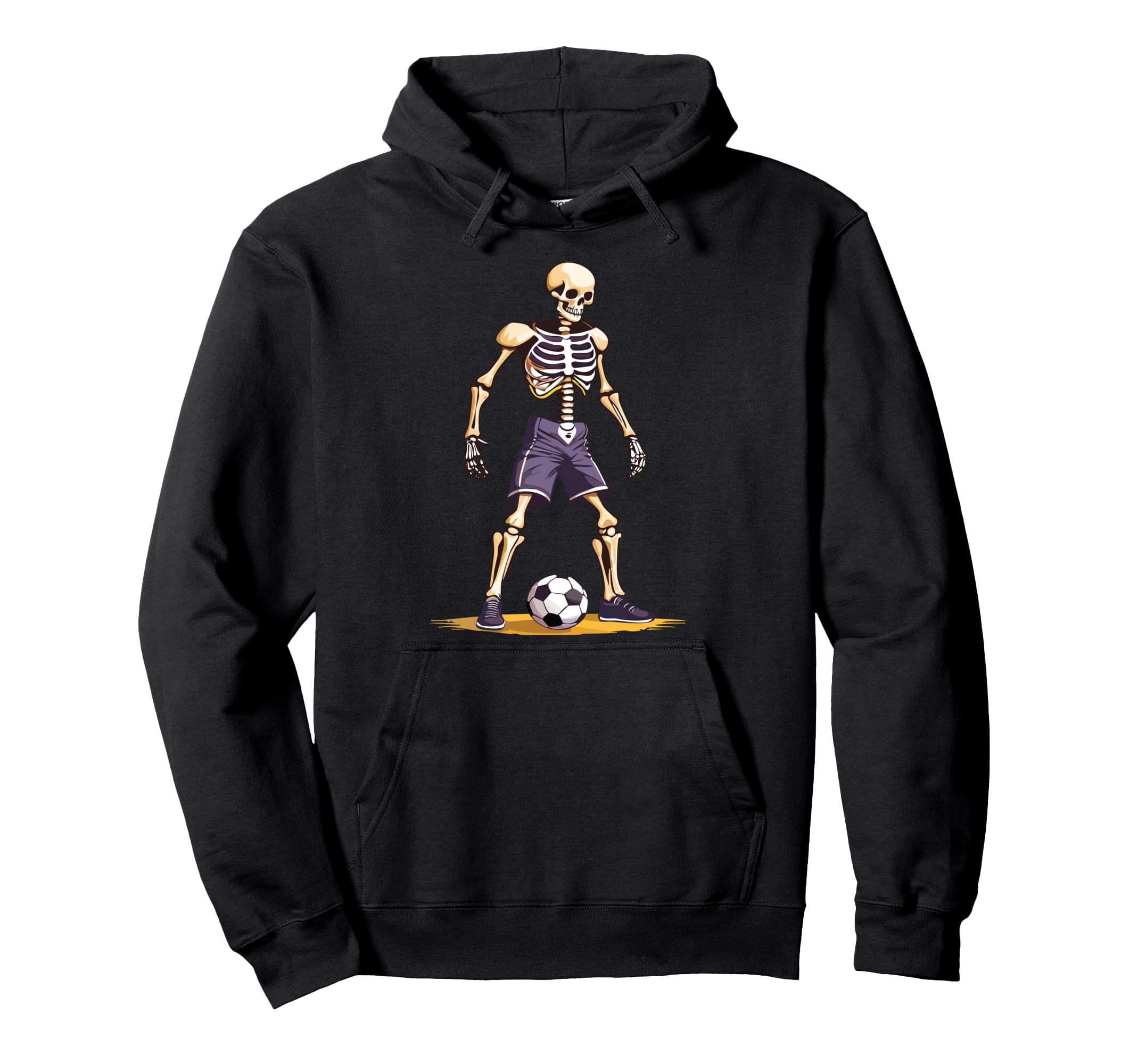 Spooky Skeleton Playing Soccer Halloween Hoodie - Custom Art Print Unisex - T-Shirt, Sweatshirt, Hoodie