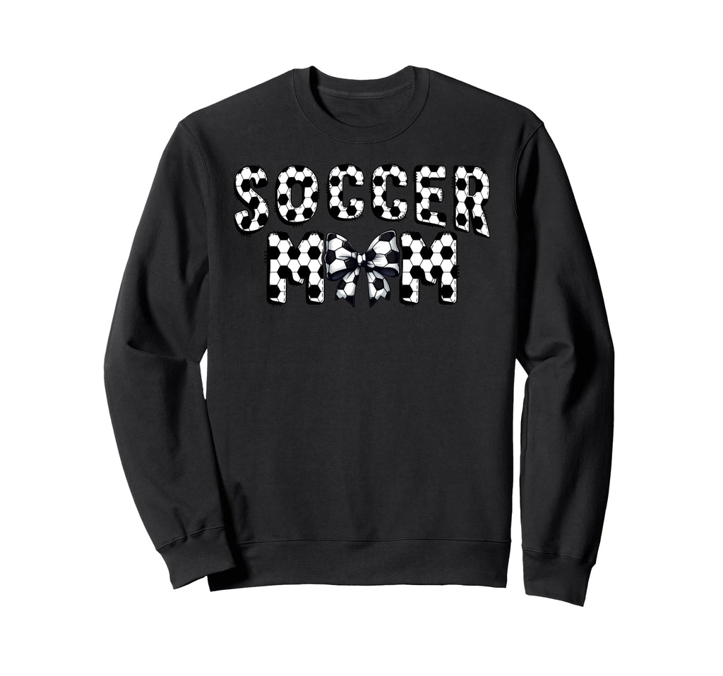 Soccer Mom Pattern Bow Football Sweatshirt - Trendy Graphic for Adults - T-Shirt, Sweatshirt, Hoodie