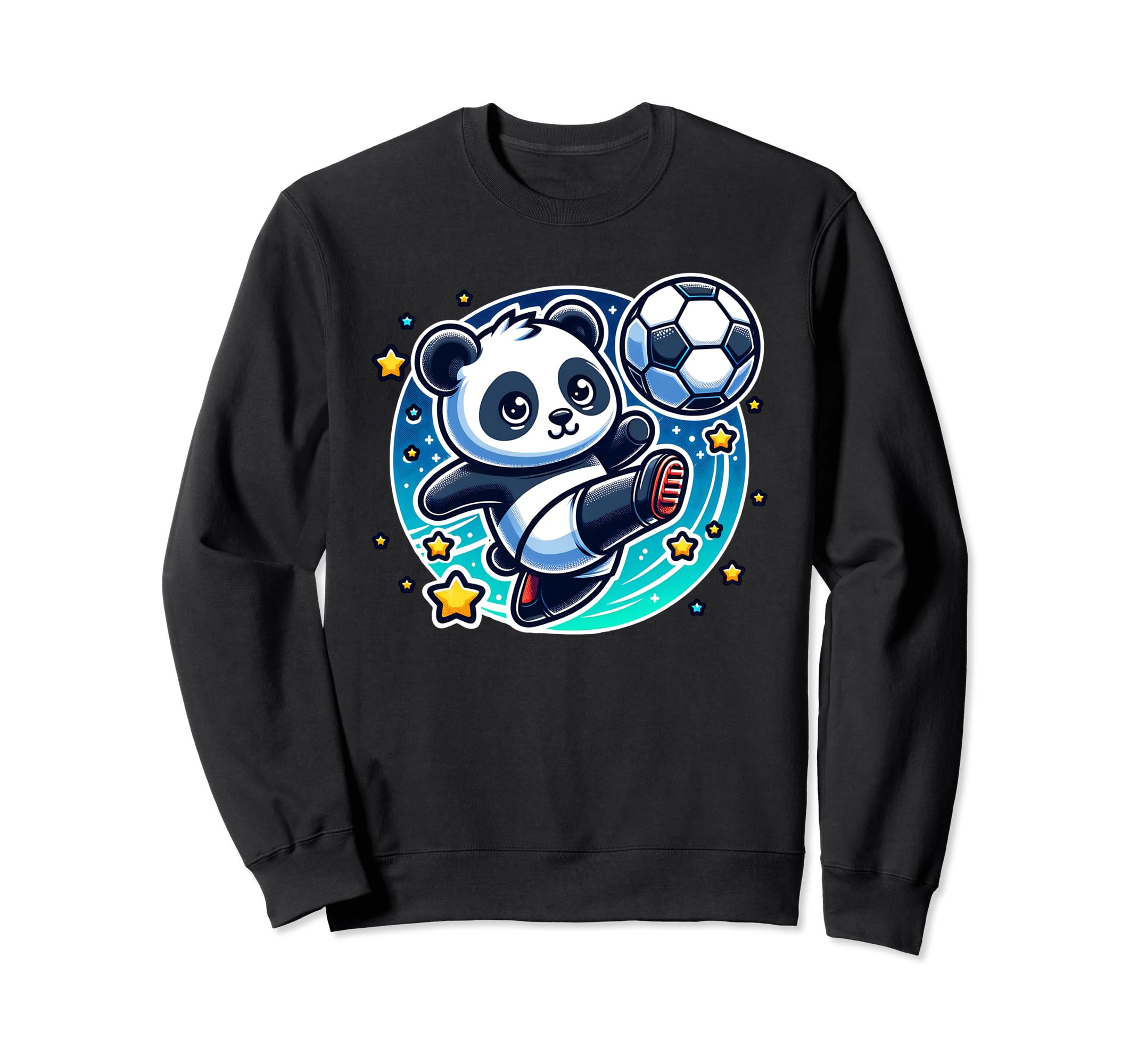 Soccer Player Panda Kicking Soccer Sweatshirt - Custom Art Print Men Women - T-Shirt, Sweatshirt, Hoodie