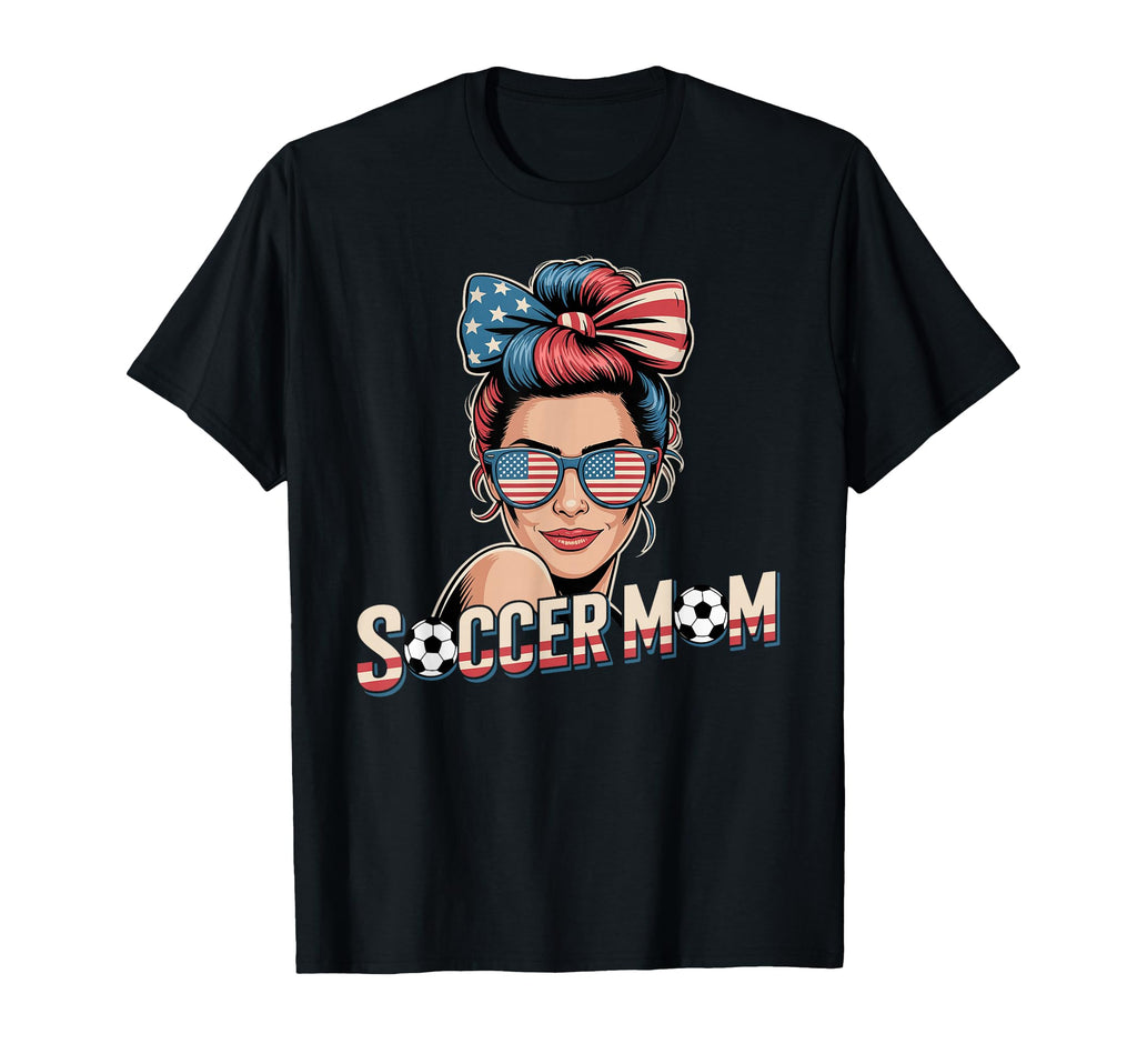 Patriotic Soccer Mom American Flag T-Shirt - Unique Graphic Unisex - T-Shirt, Sweatshirt, Hoodie