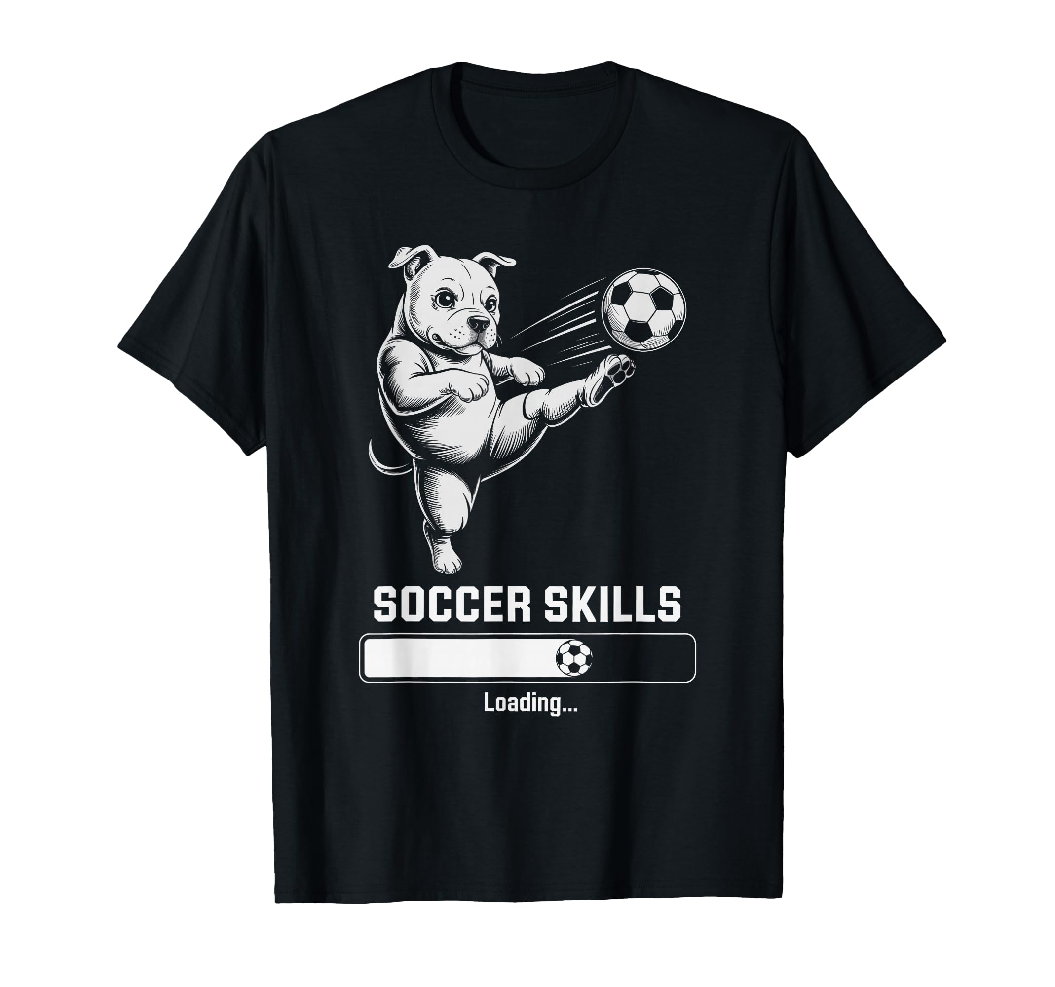 Soccer Pug Skills Loading Dog Score T-Shirt - Minimalist Print for Adults - T-Shirt, Sweatshirt, Hoodie