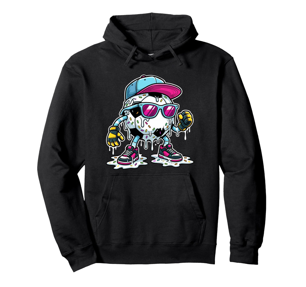 Soccer Ball Melting Ice Cream Drip Hoodie - Aesthetic Graphic for Adults - T-Shirt, Sweatshirt, Hoodie