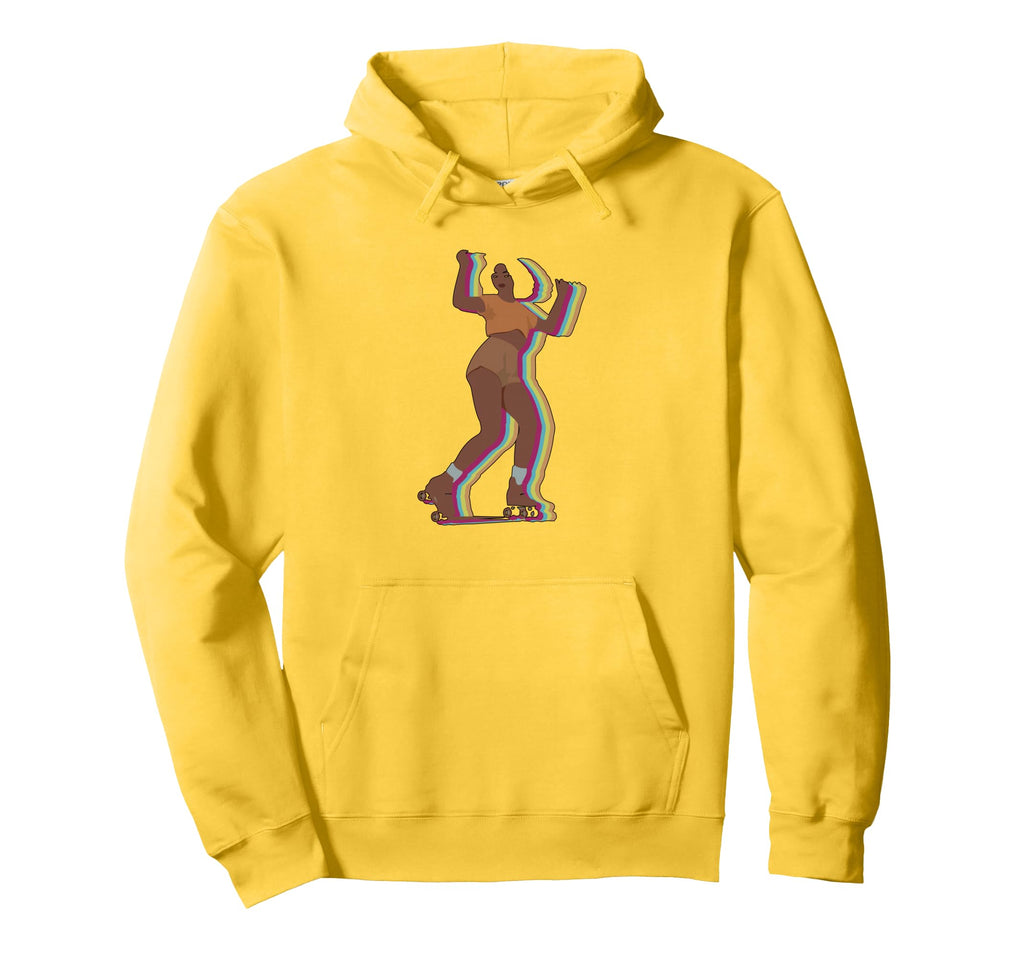Womens 70S 80S Roller Skating Afro Hoodie - Novelty Apparel Men Women - T-Shirt, Sweatshirt, Hoodie